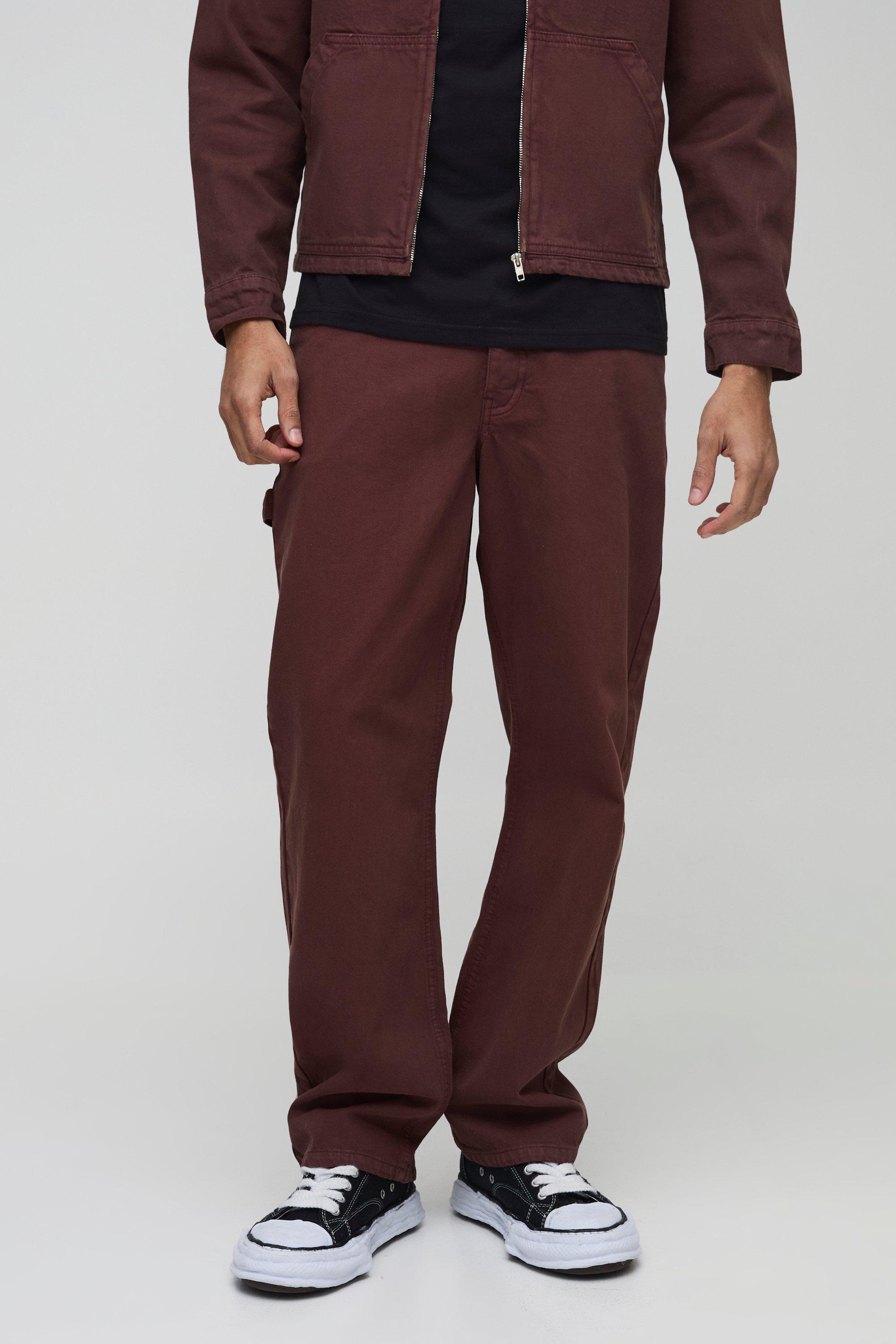 Pantaloni da lavoro rilassati in twill, Brown