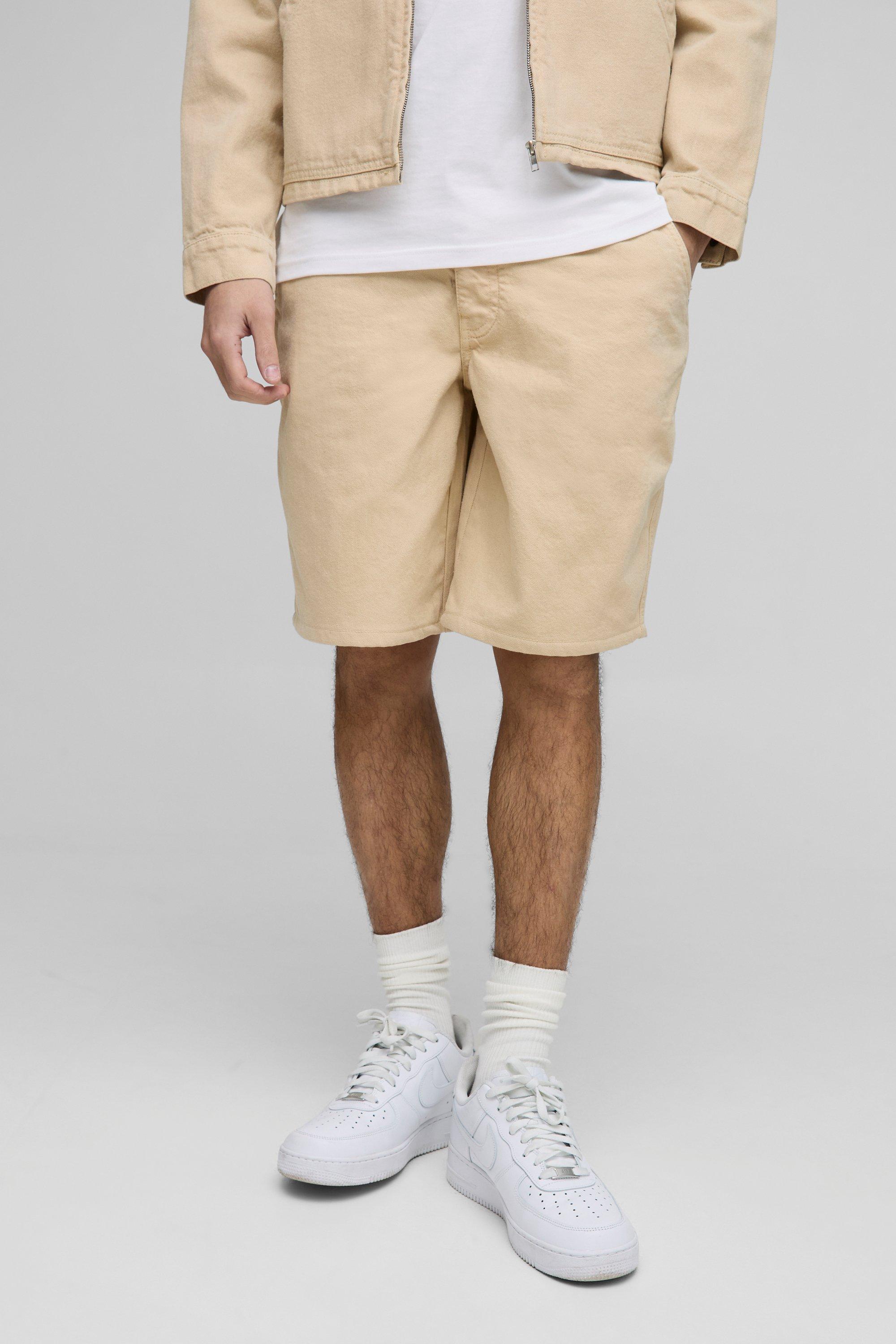 Pantaloncini da lavoro rilassati in twill, Cream