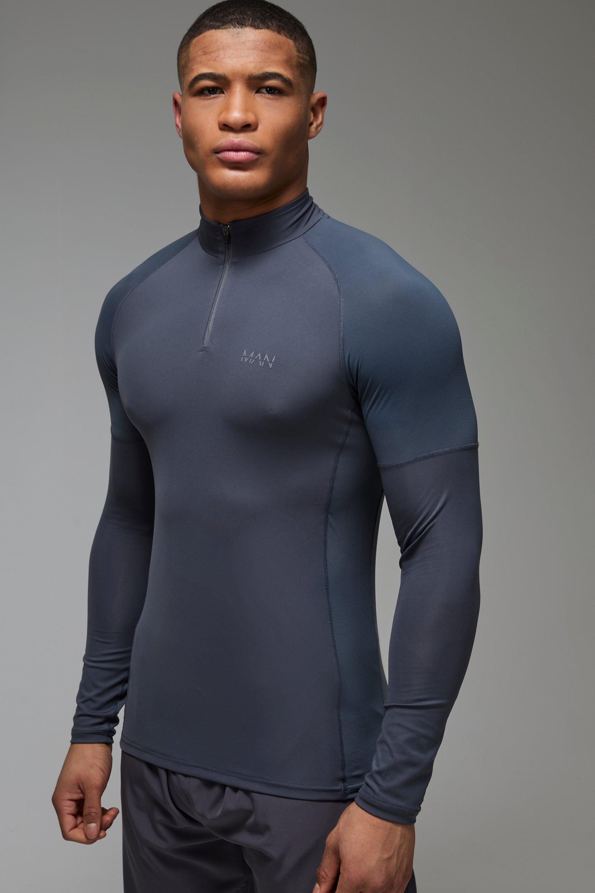 Cerniera Man Active per alta performance con pannelli a griglia e zip corta, Grigio