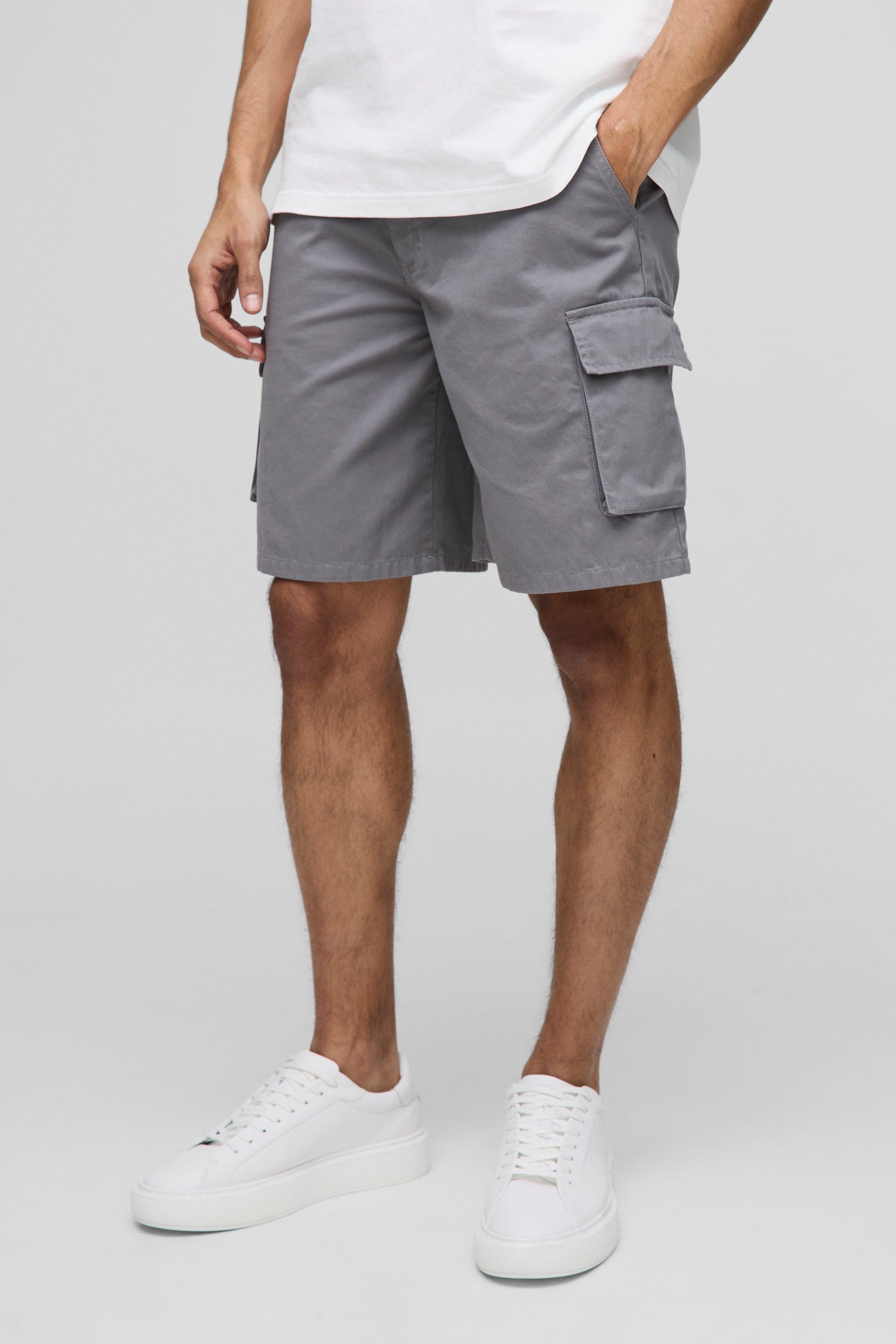 Fixed Waist Baggy Cargo Twill Shorts