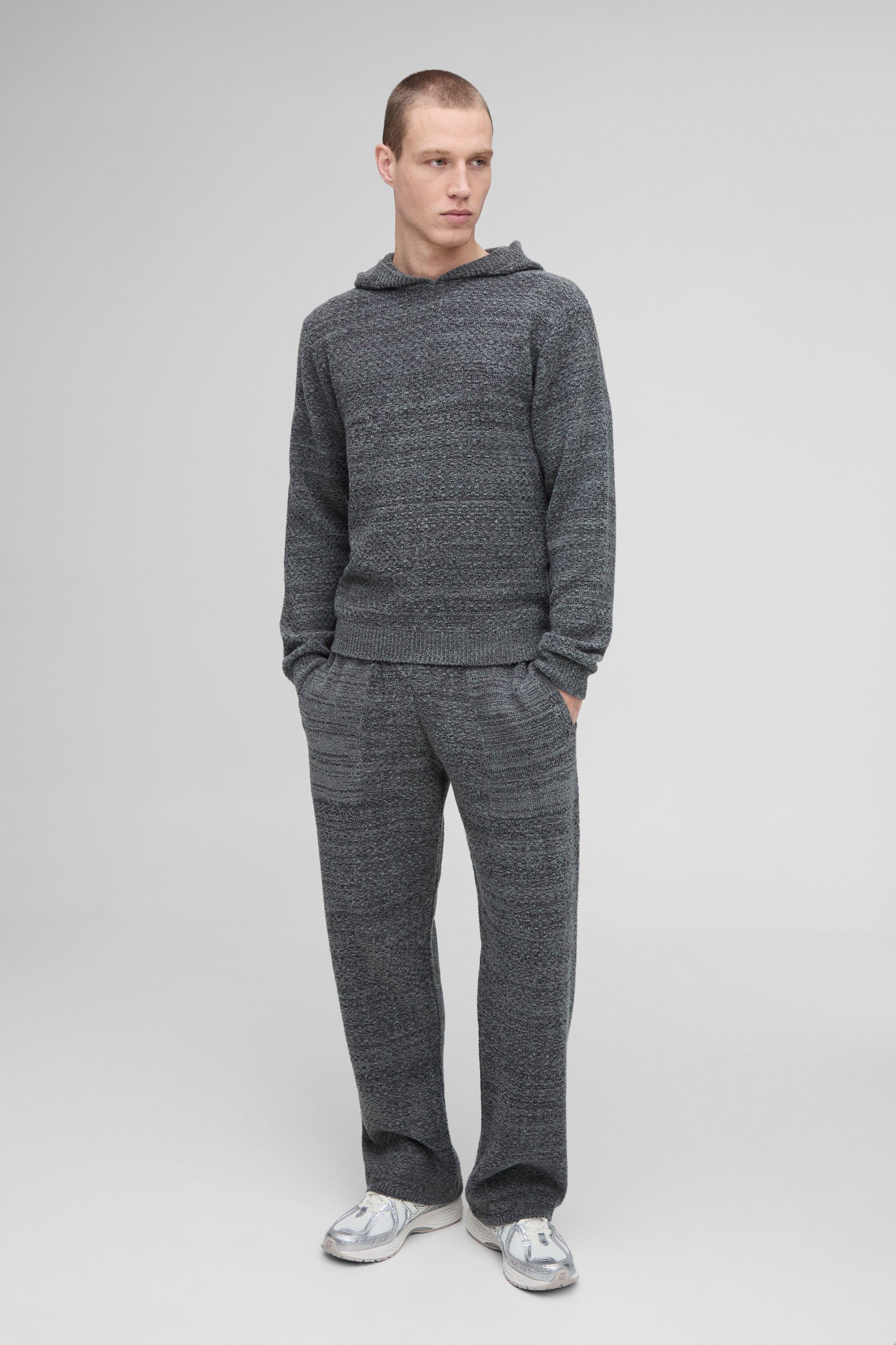Tuta sportiva Regular Fit in bouclé con cuciture a canestro e cappuccio, Grigio