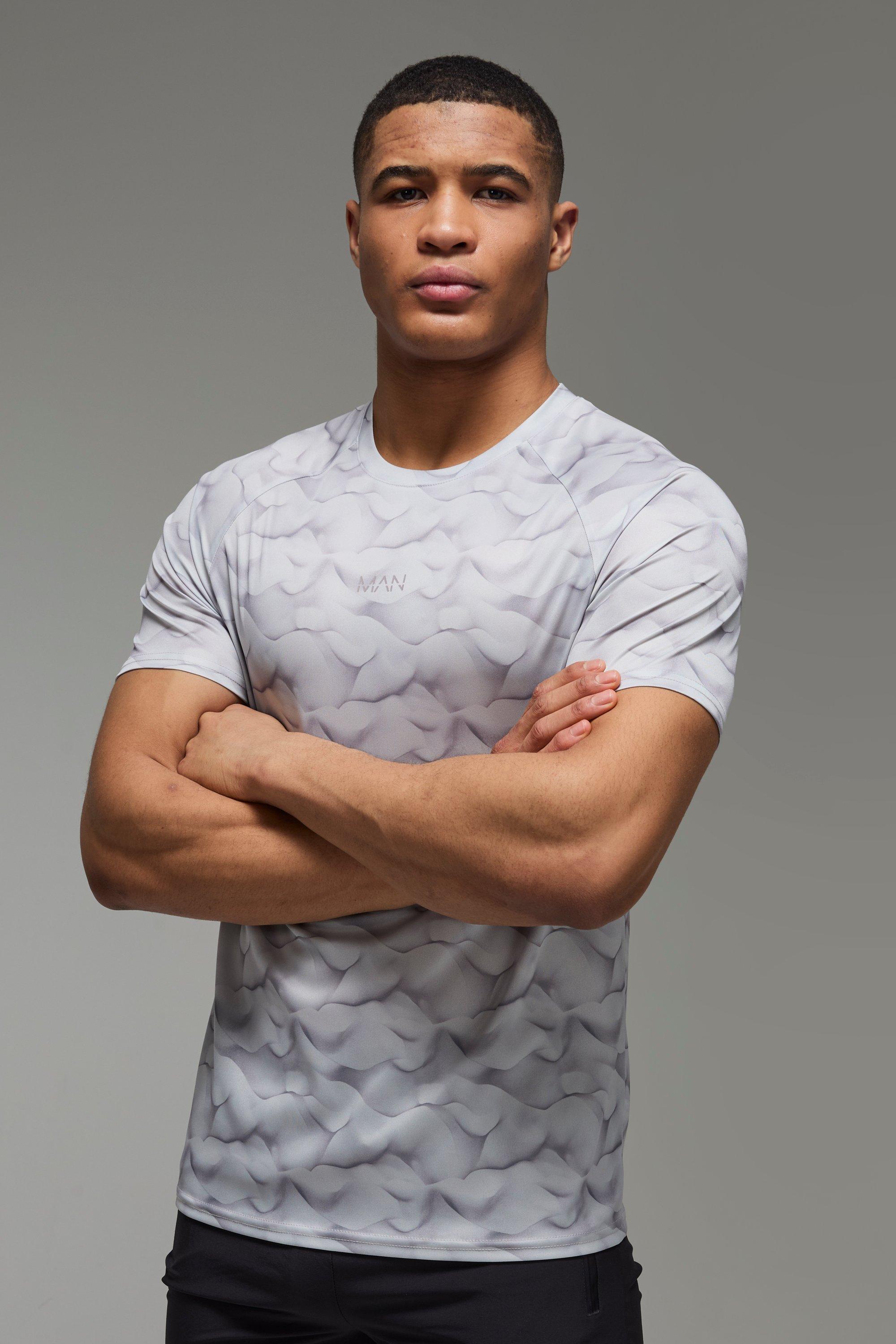 T-shirt Man Active per alta performance con stampa astratta Regular Fit, Grigio