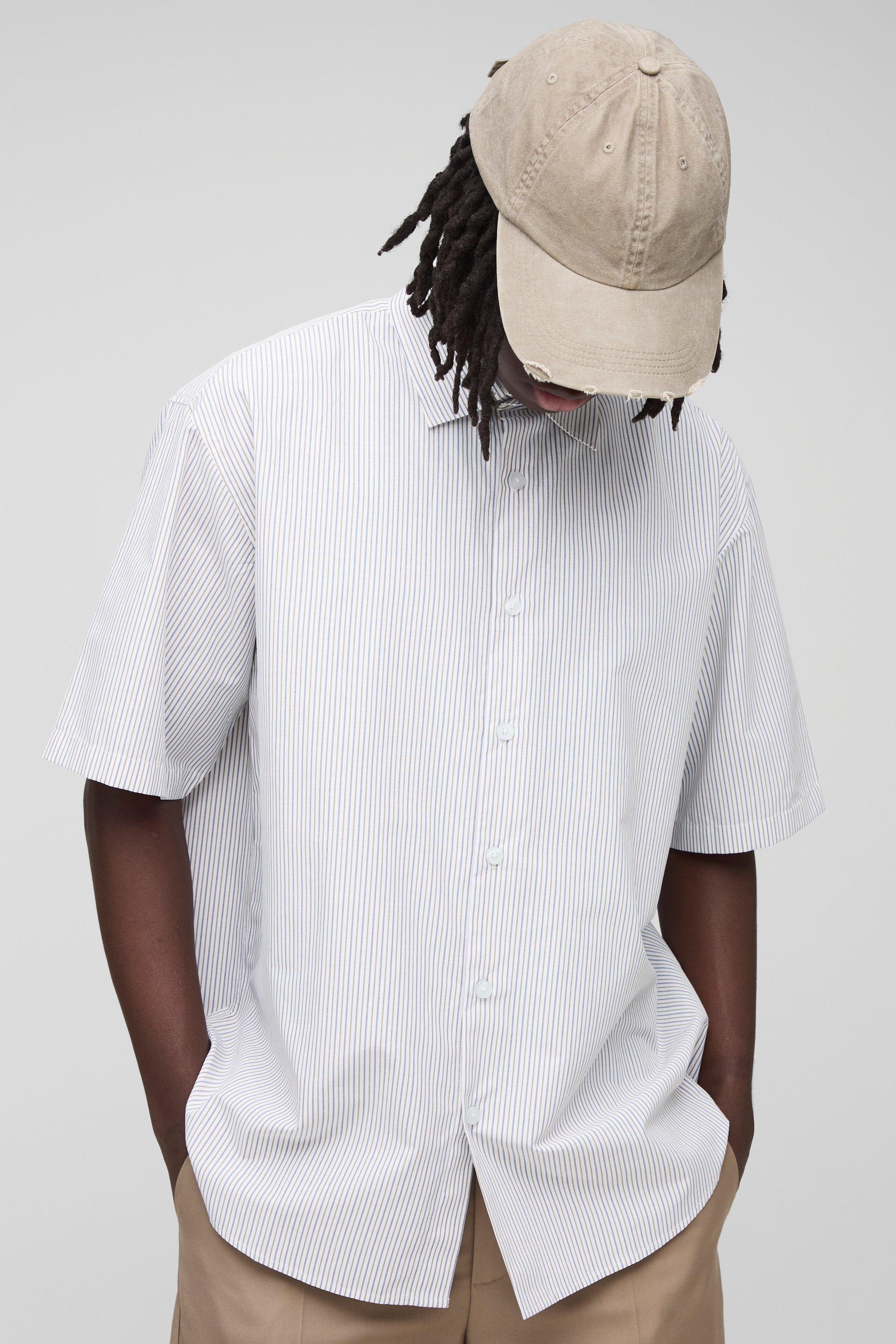 Camicia a maniche lunghe super oversize a righe, Verde