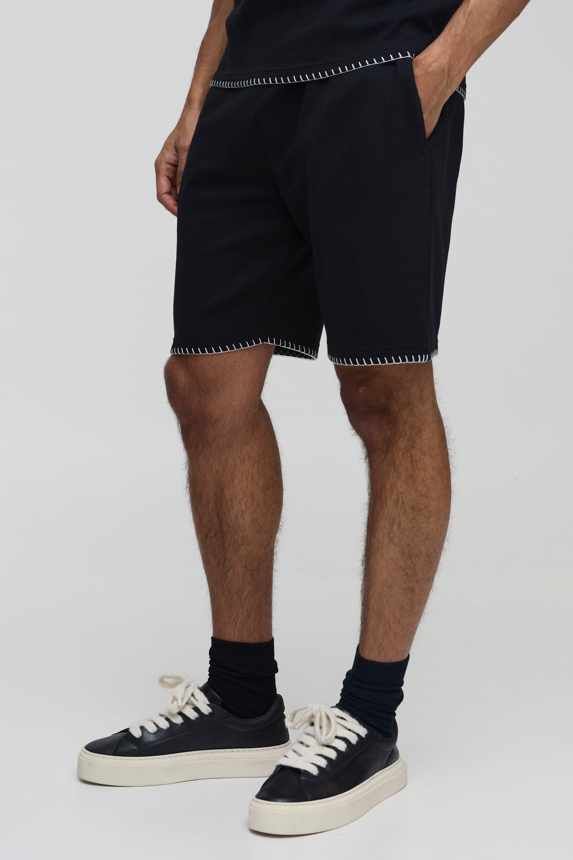 Relaxed Interlock Blanket Stitch Shorts