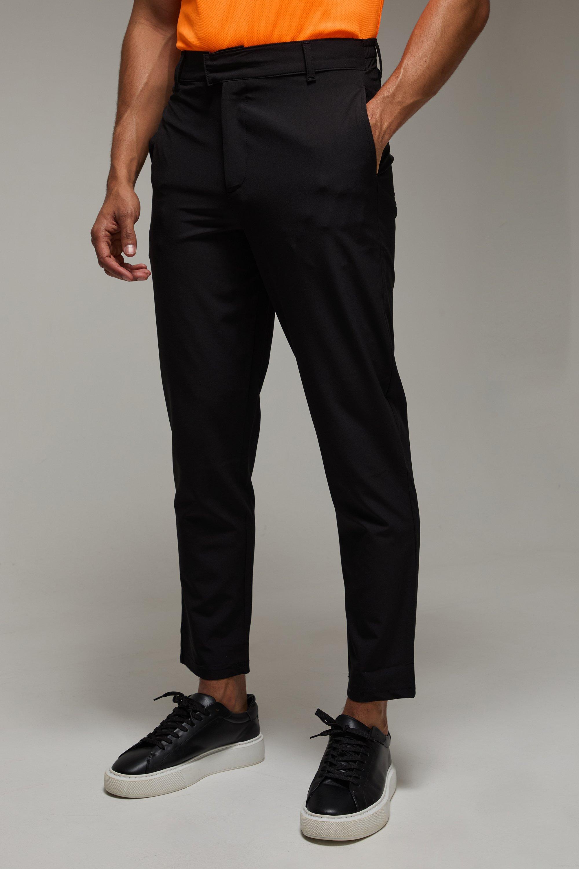 Mens Black Man Active Stretch Tapered Golf Trousers, Black
