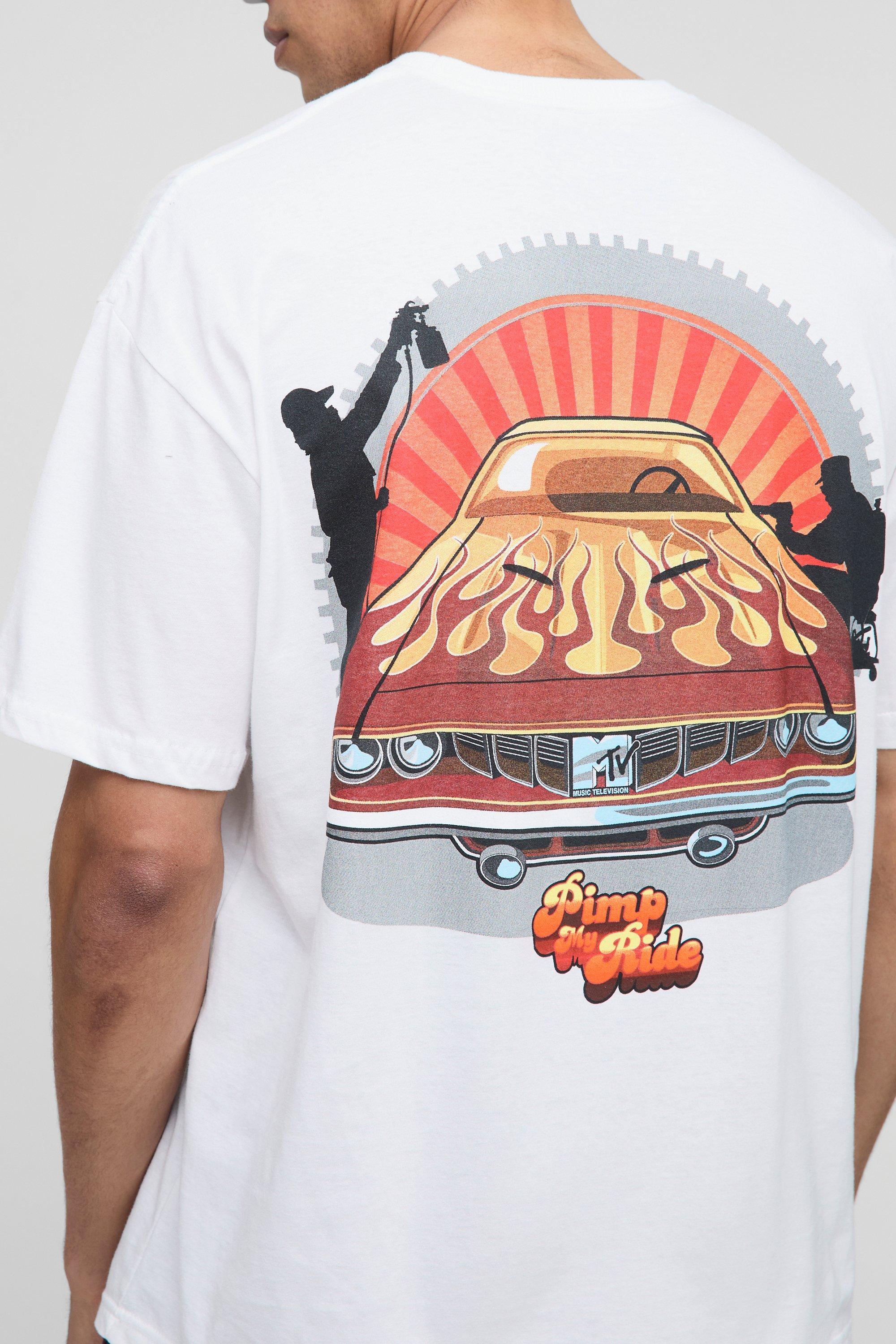T-shirt oversize ufficiale Pimp My Ride con stampa, Bianco
