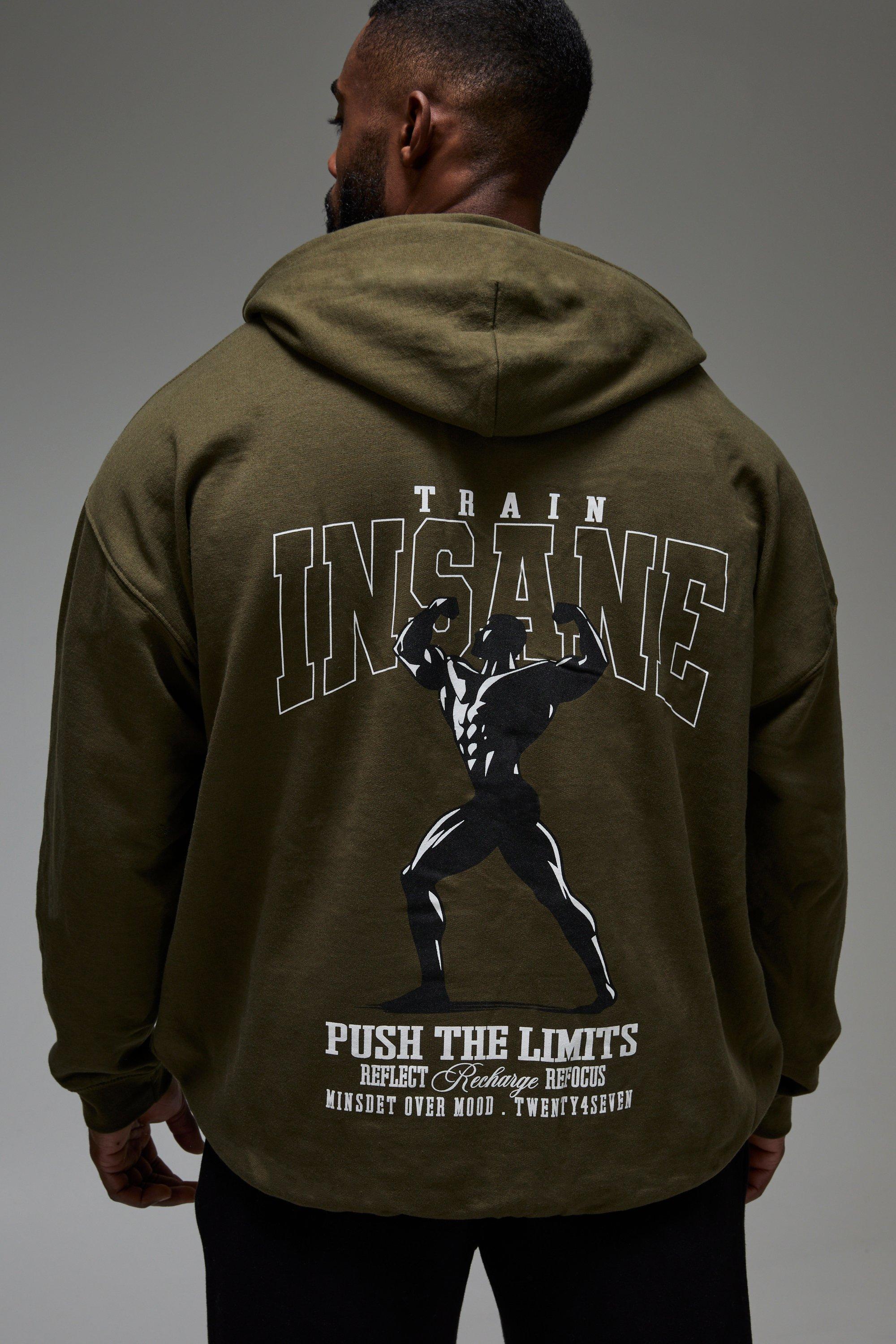 Mens Green Man Active Push The Limits Oversized Hoodie, Green