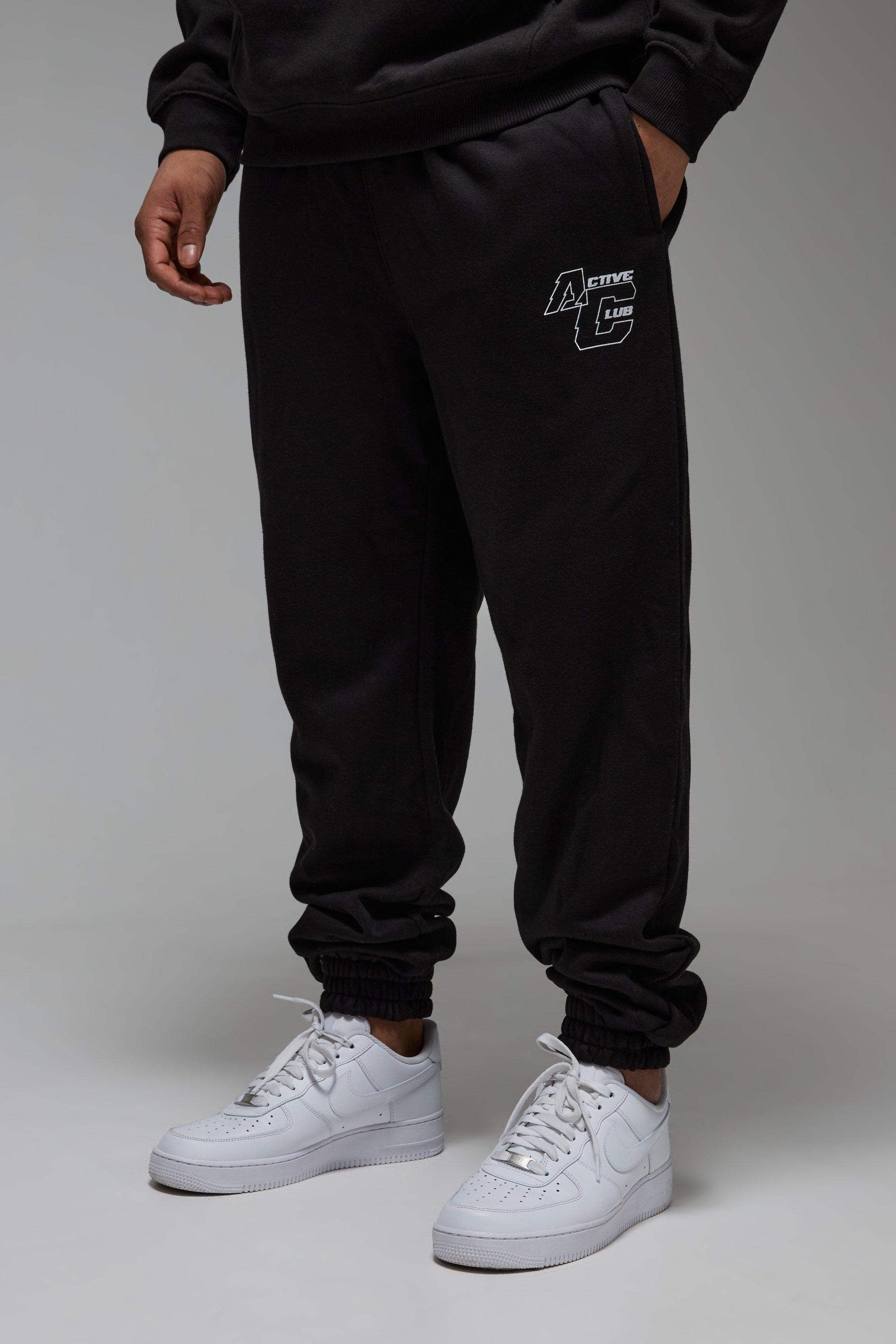 Mens Black Man Active Club Regular Fit Jogger, Black