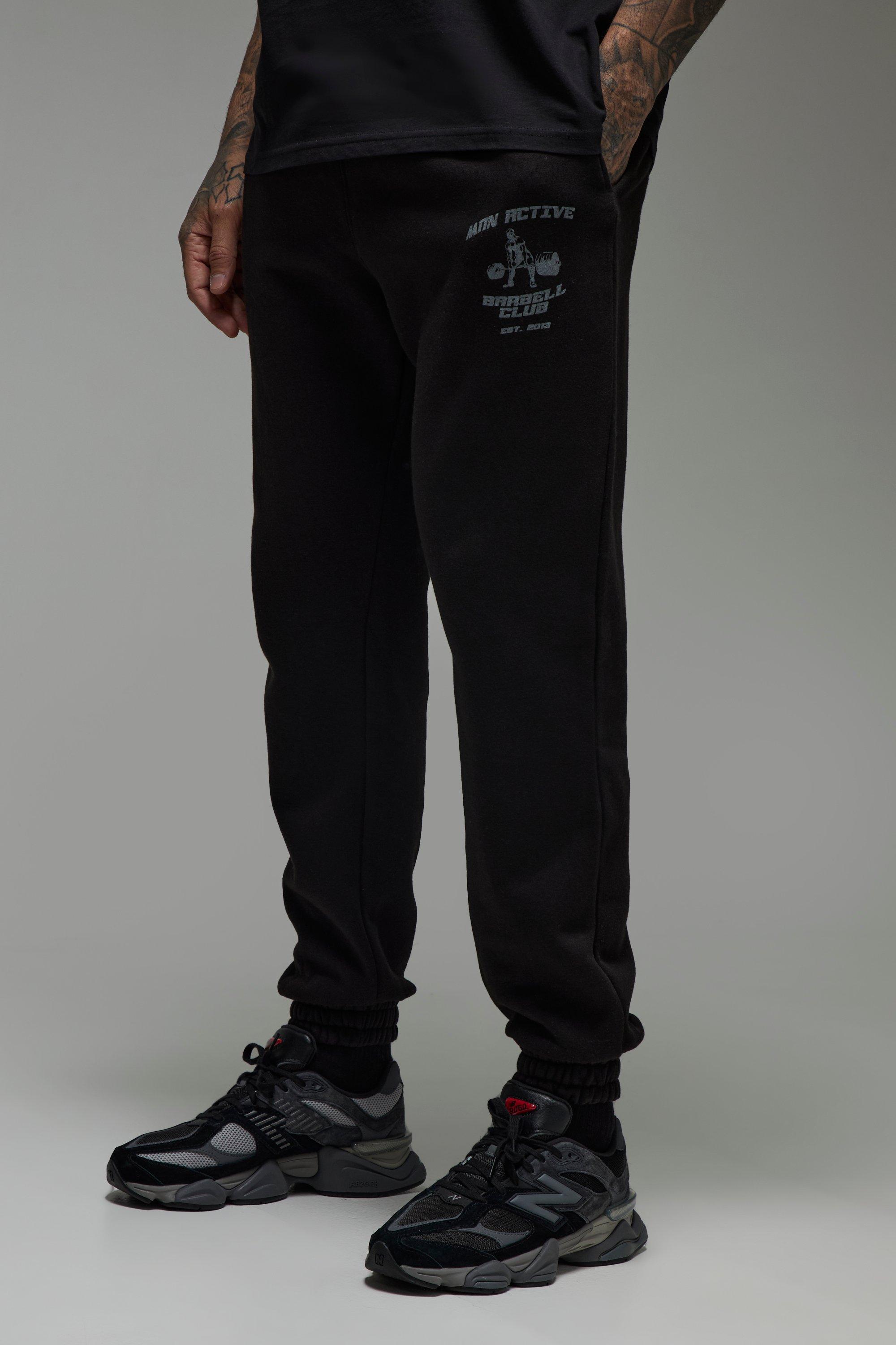 Mens Black Tall Man Active Body Building Club Regular Fit Jogger, Black
