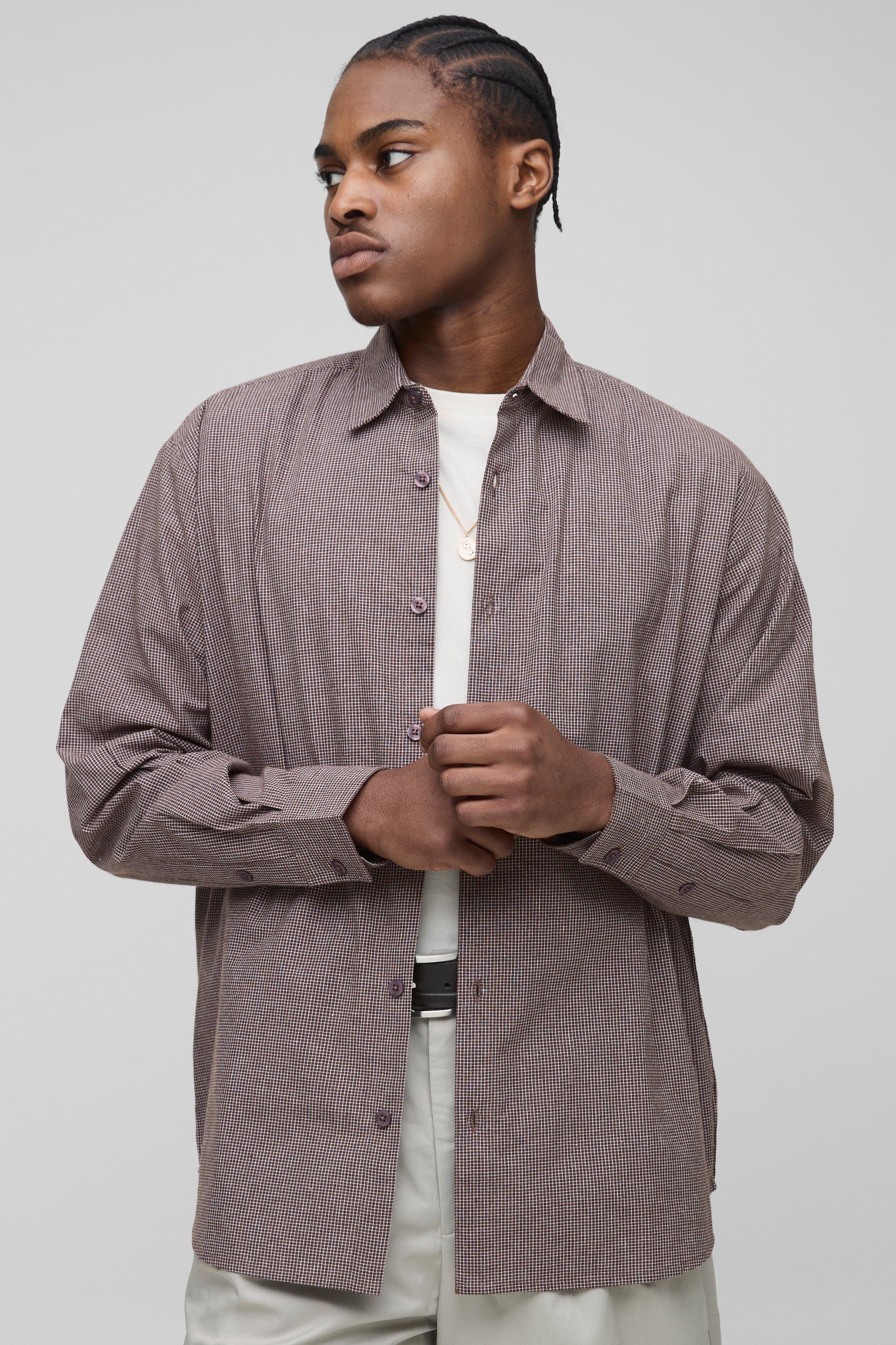 Super Oversized Micro Check Long Sleeve Shirt