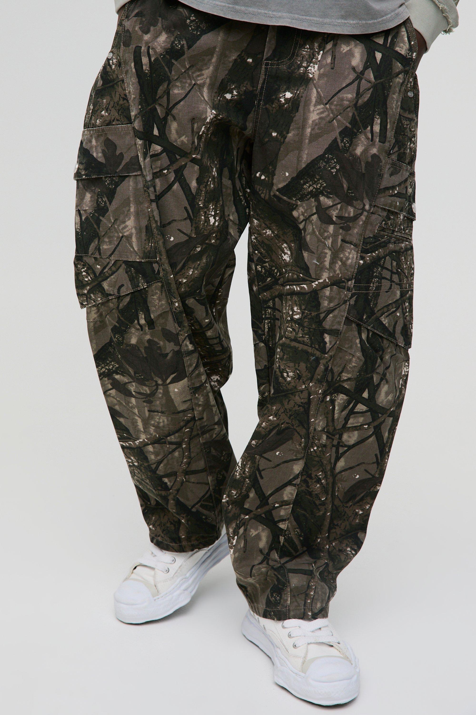 Image of Pantaloni Cargo in fantasia militare con stampa a palloncino, Verde