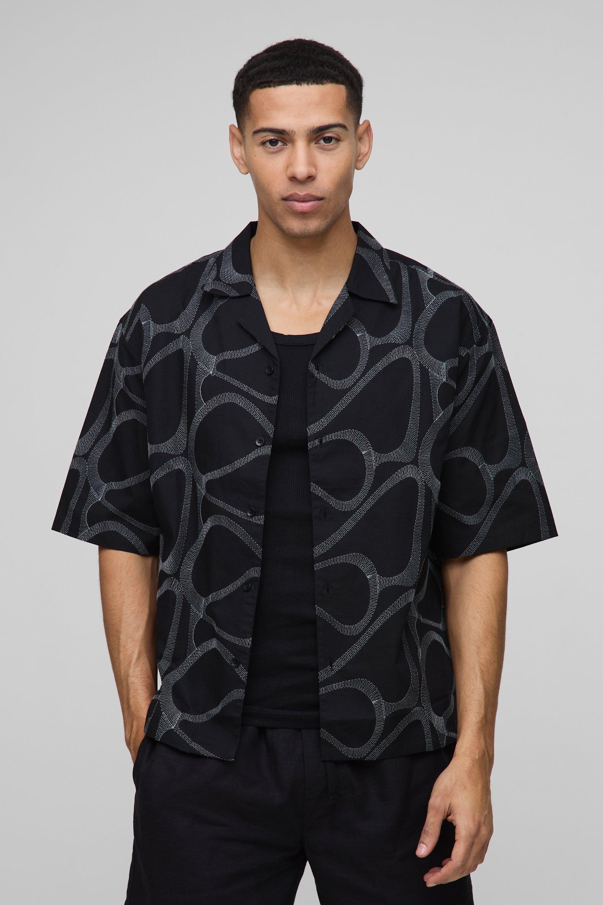 Oversized Half Sleeve Embroidered Shirt