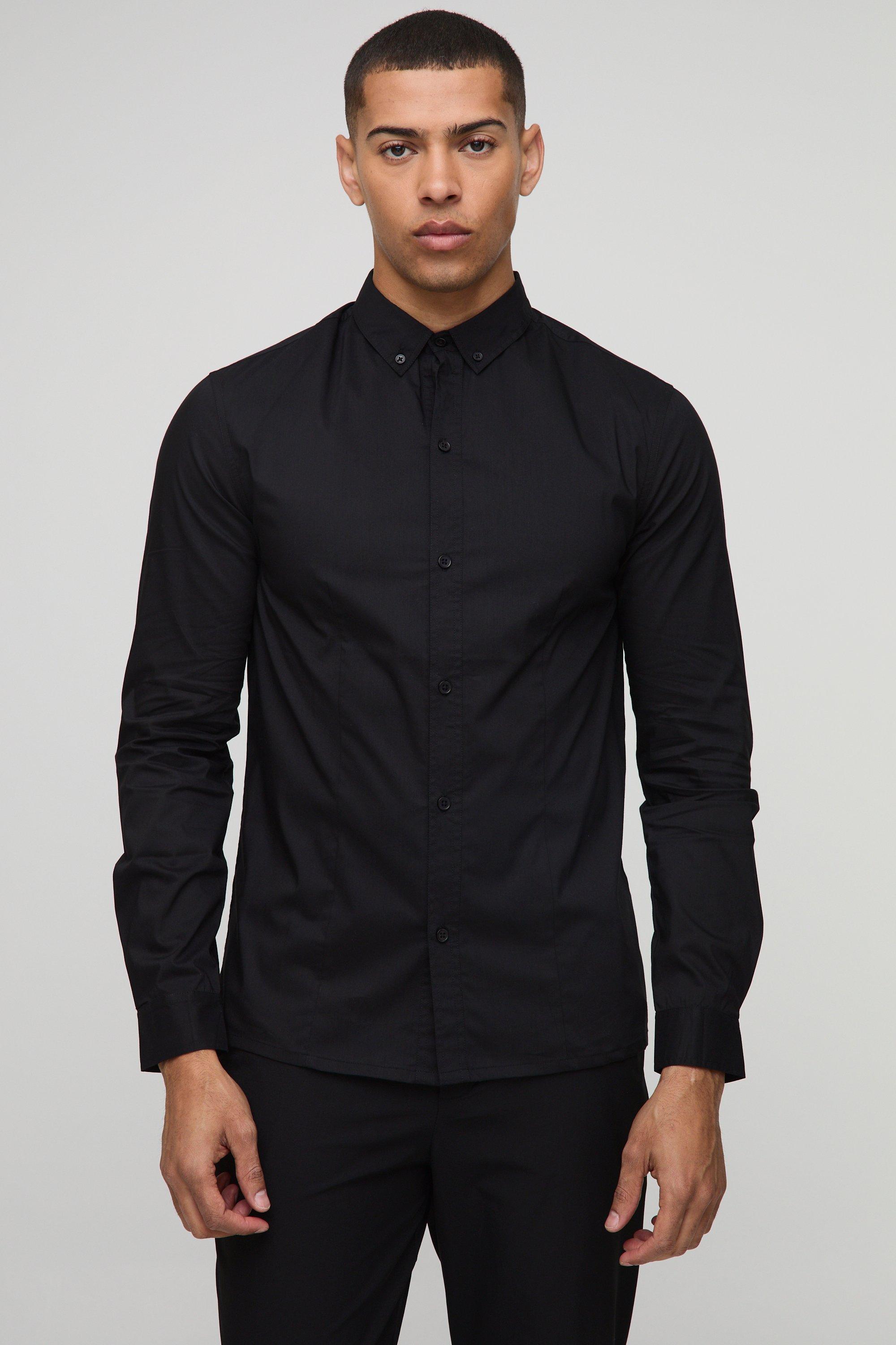 Slim Fit Basic Long Sleeve Collared Shirt