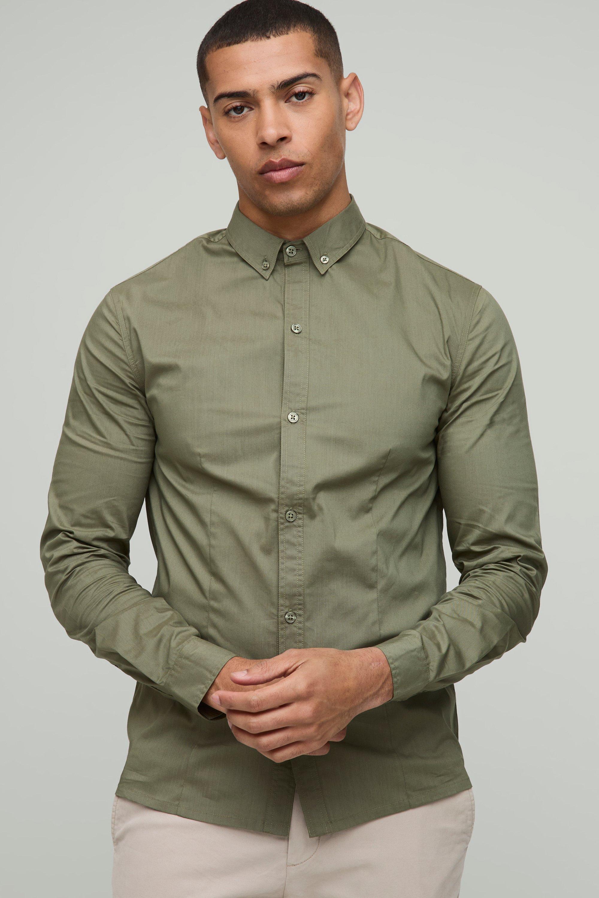 Slim Fit Basic Long Sleeve Collared Shirt
