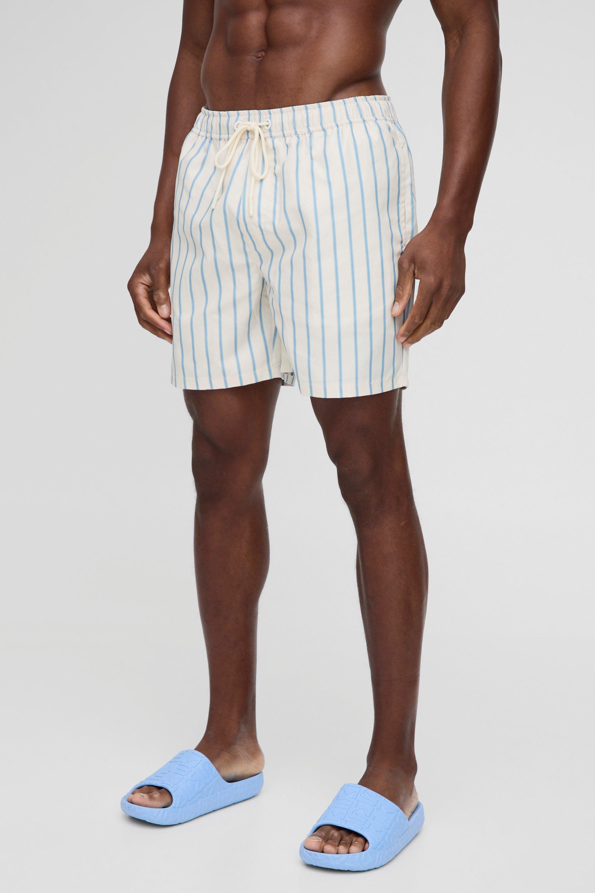 Costume a pantaloncino medio a righe, Cream