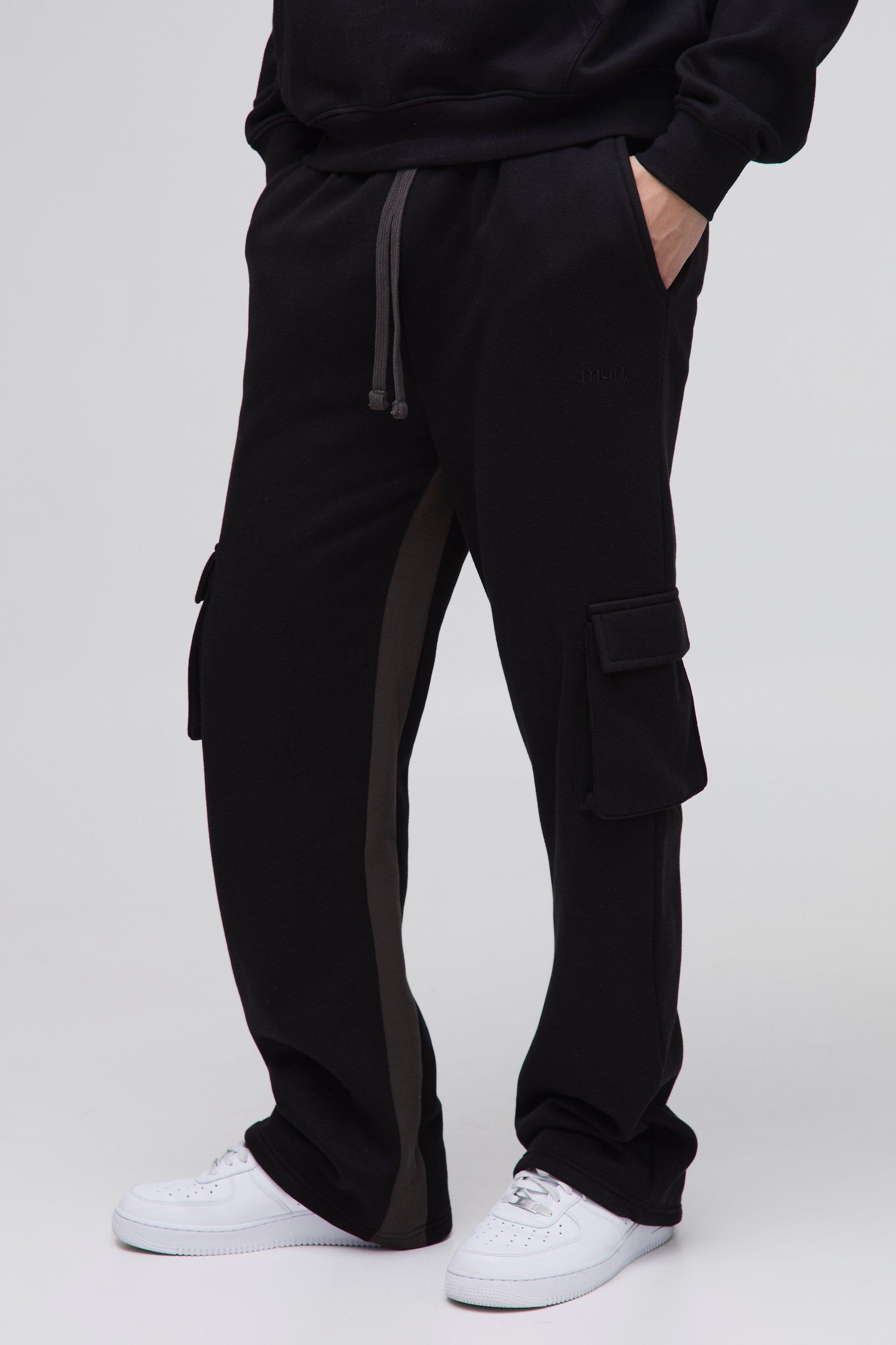 Pantaloni tuta Cargo Regular Fit con inserti, Nero