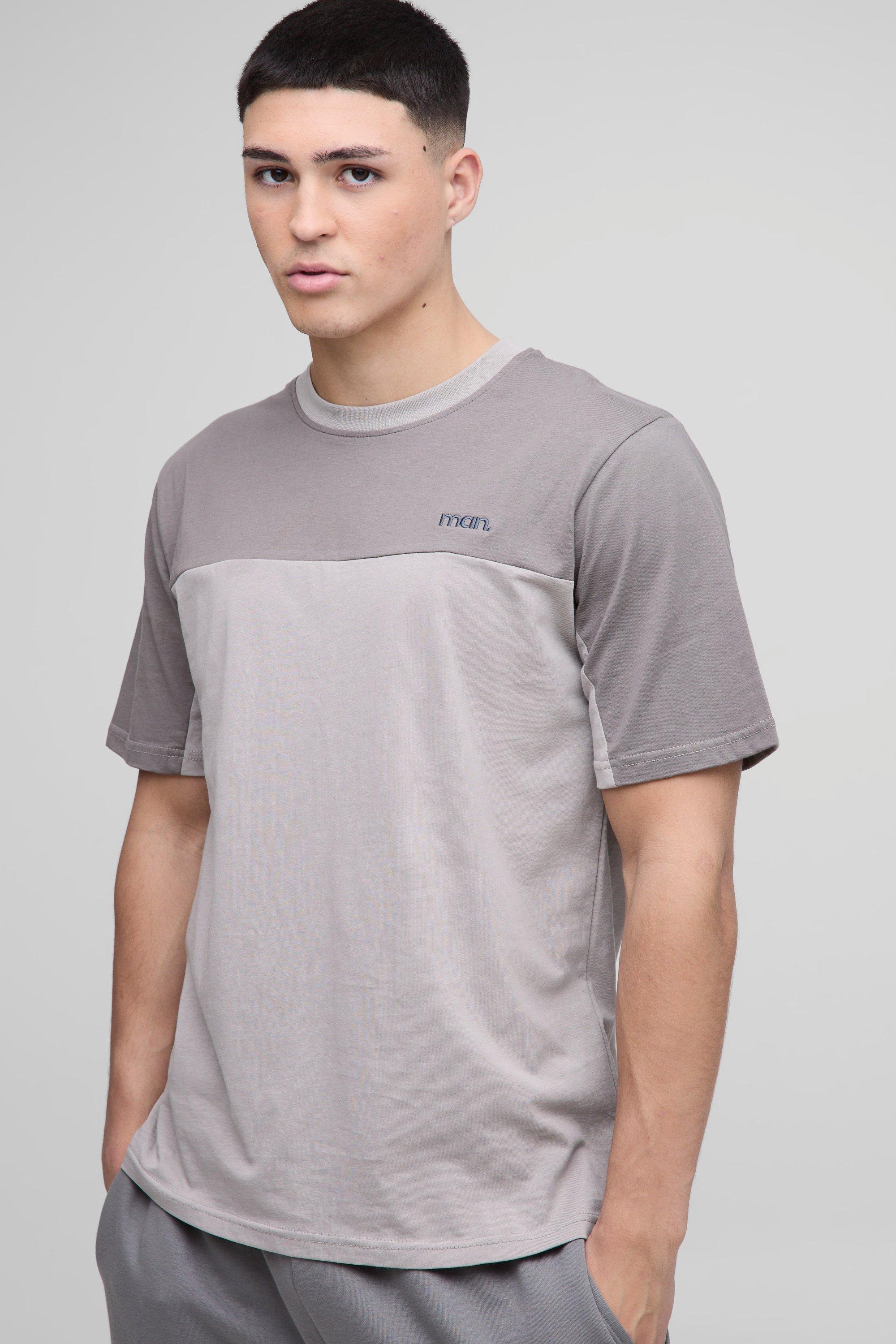 T-shirt Man a blocchi di colore, Grigio