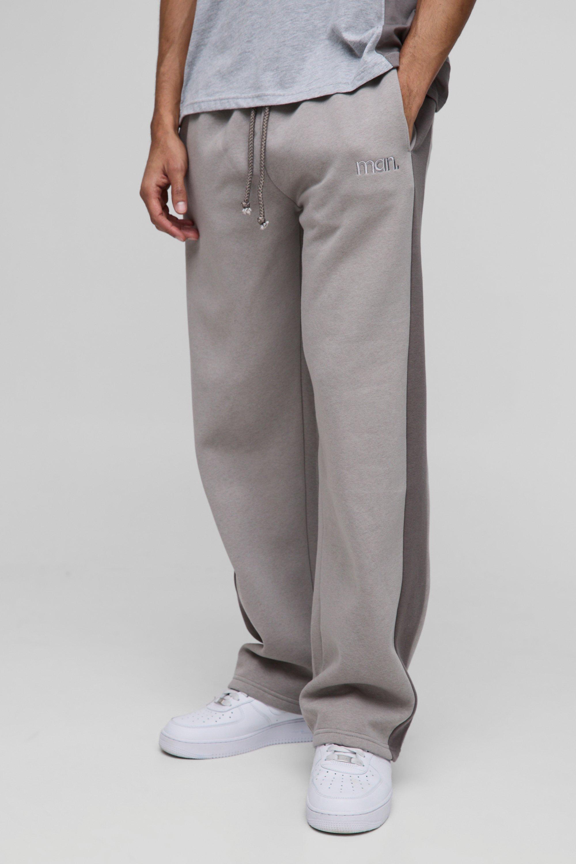Pantaloni Tuta Man Rilassati Con Pannelli, Grigio