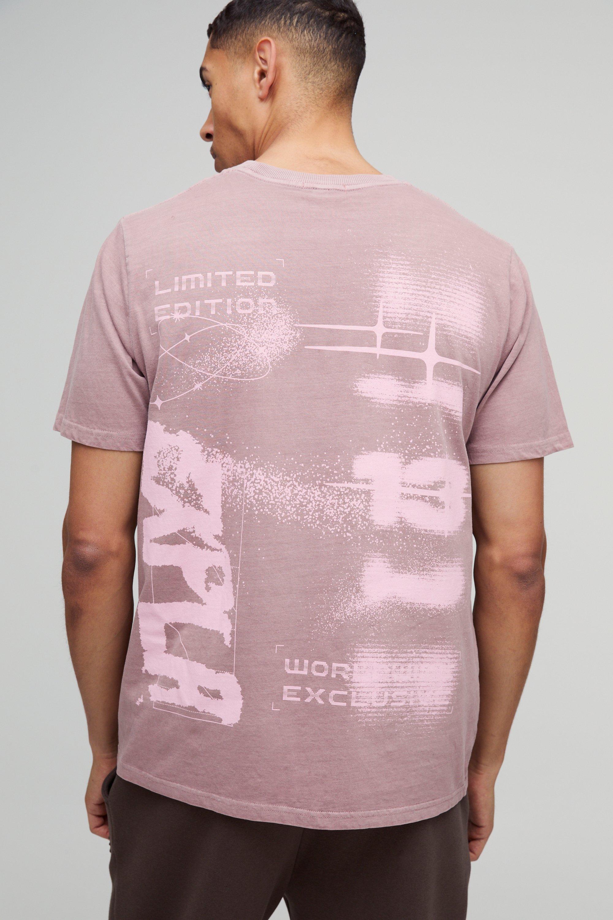 Regular Fit Explore Space Graphic Washed T-Shirt, Beige