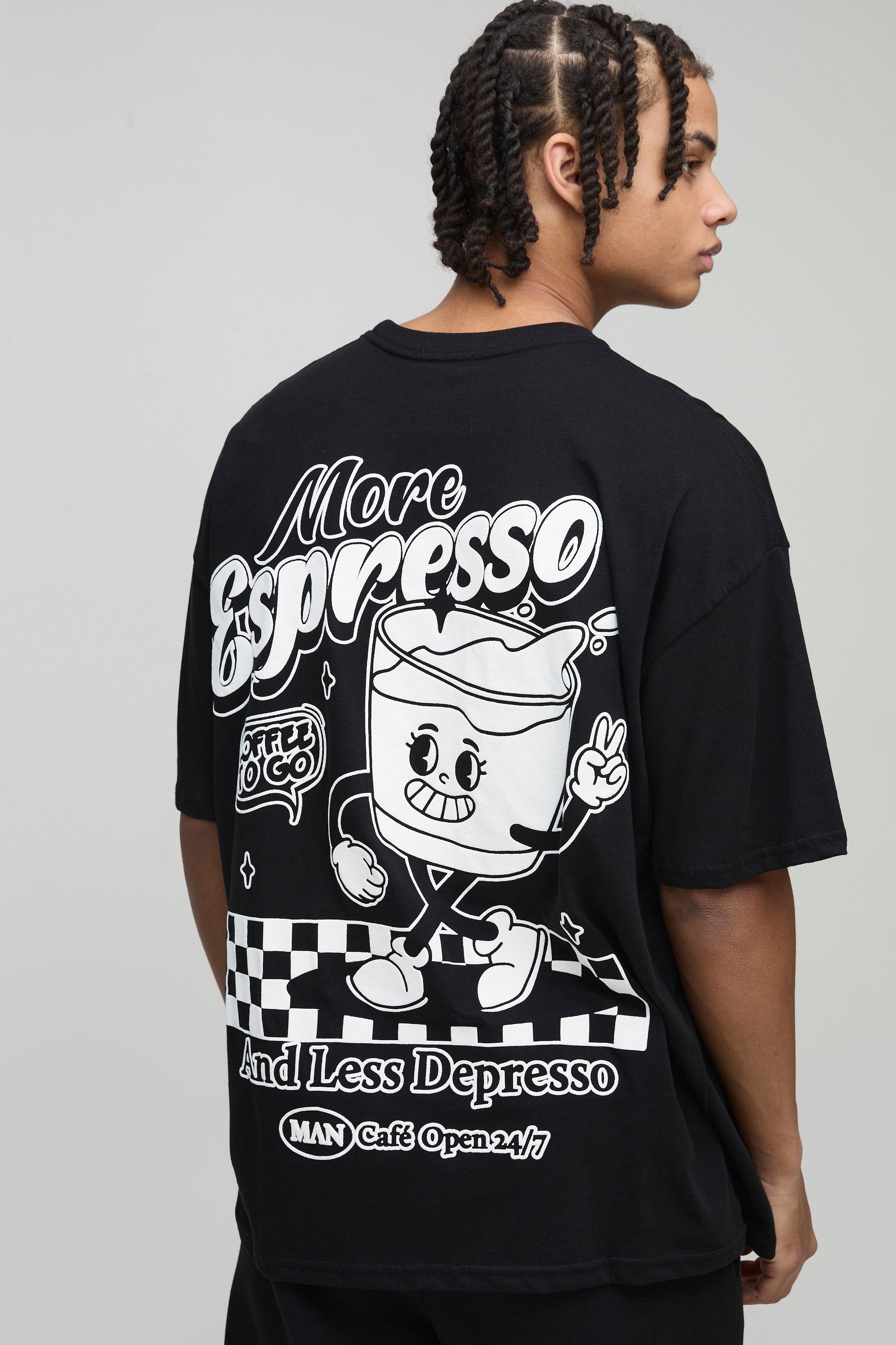 T-shirt oversize con stampa di cartoni animati a caratteri arrotondati, Nero