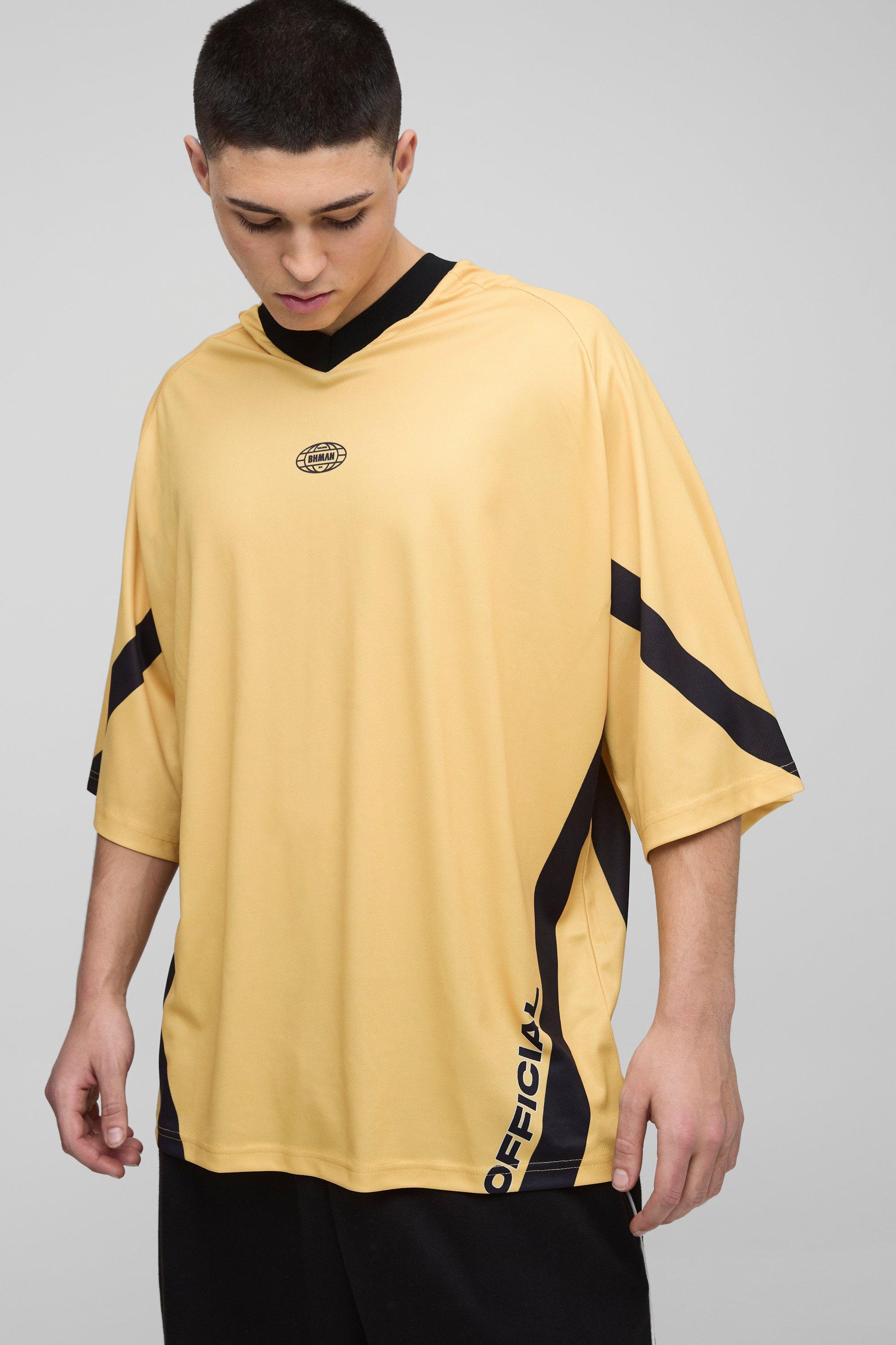 Top da Hockey lungo oversize in rete con scollo a V, Giallo