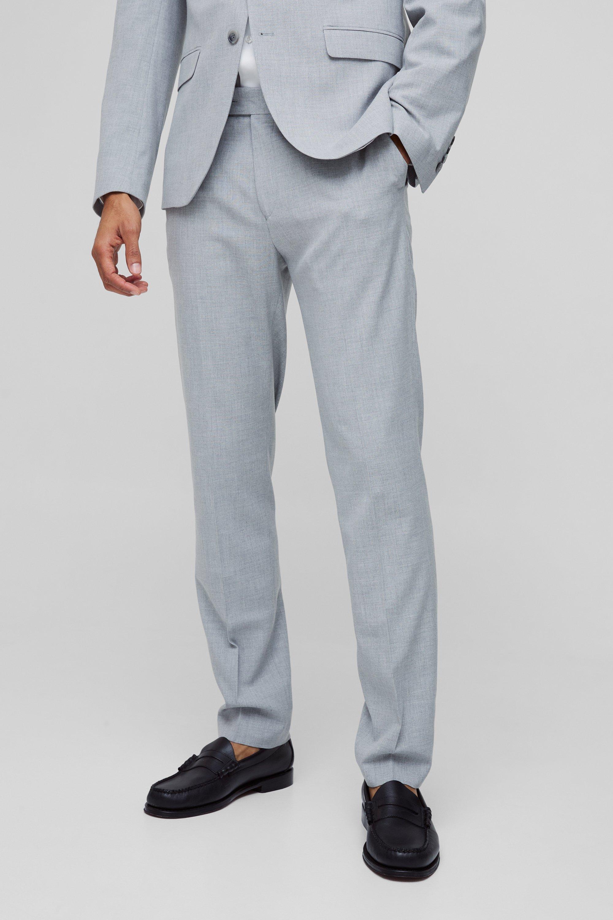 Mens Skinny Grey Suit Trousers, Grey