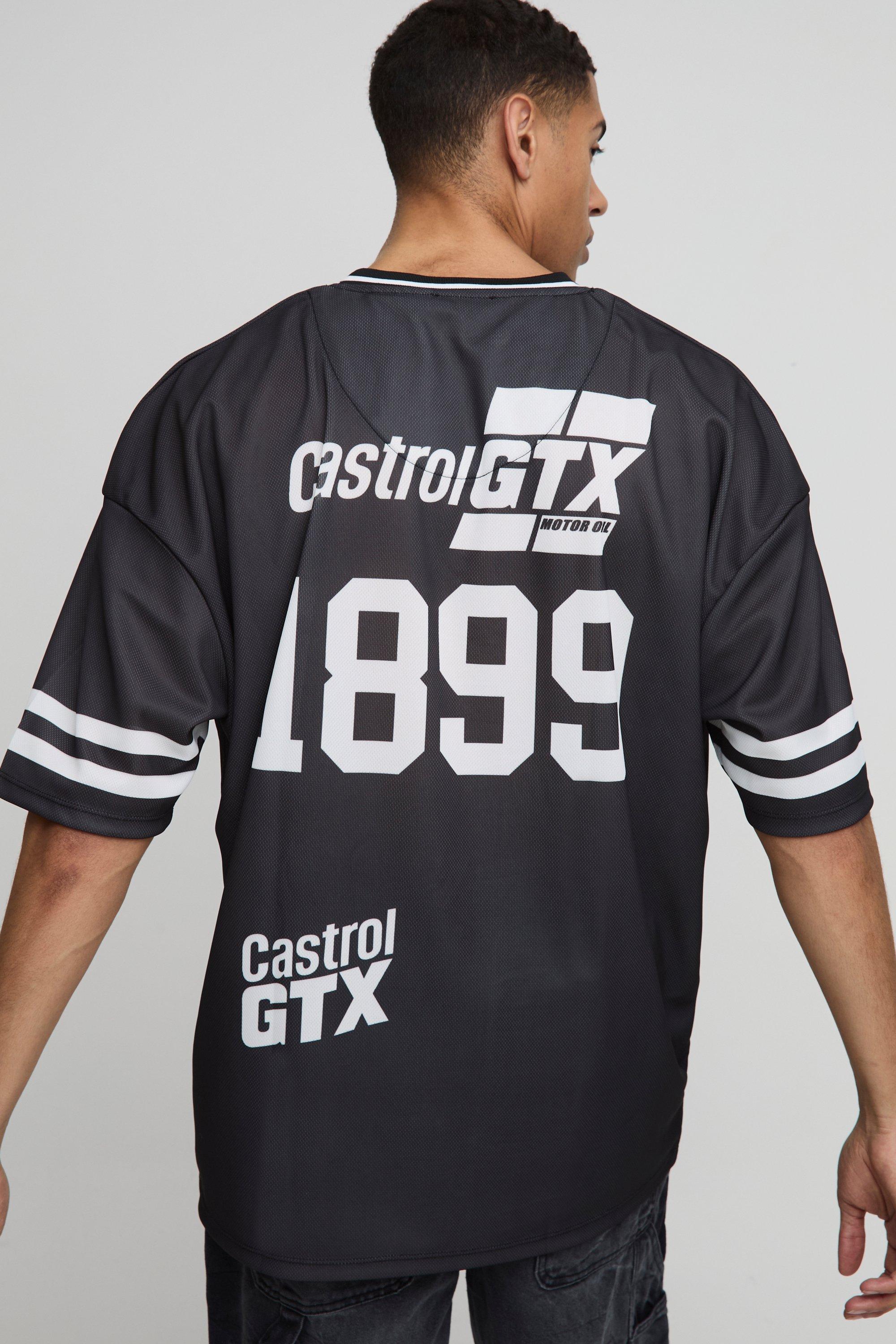 T-shirt oversize ufficiale Castrol Racing in rete con stampa, Nero