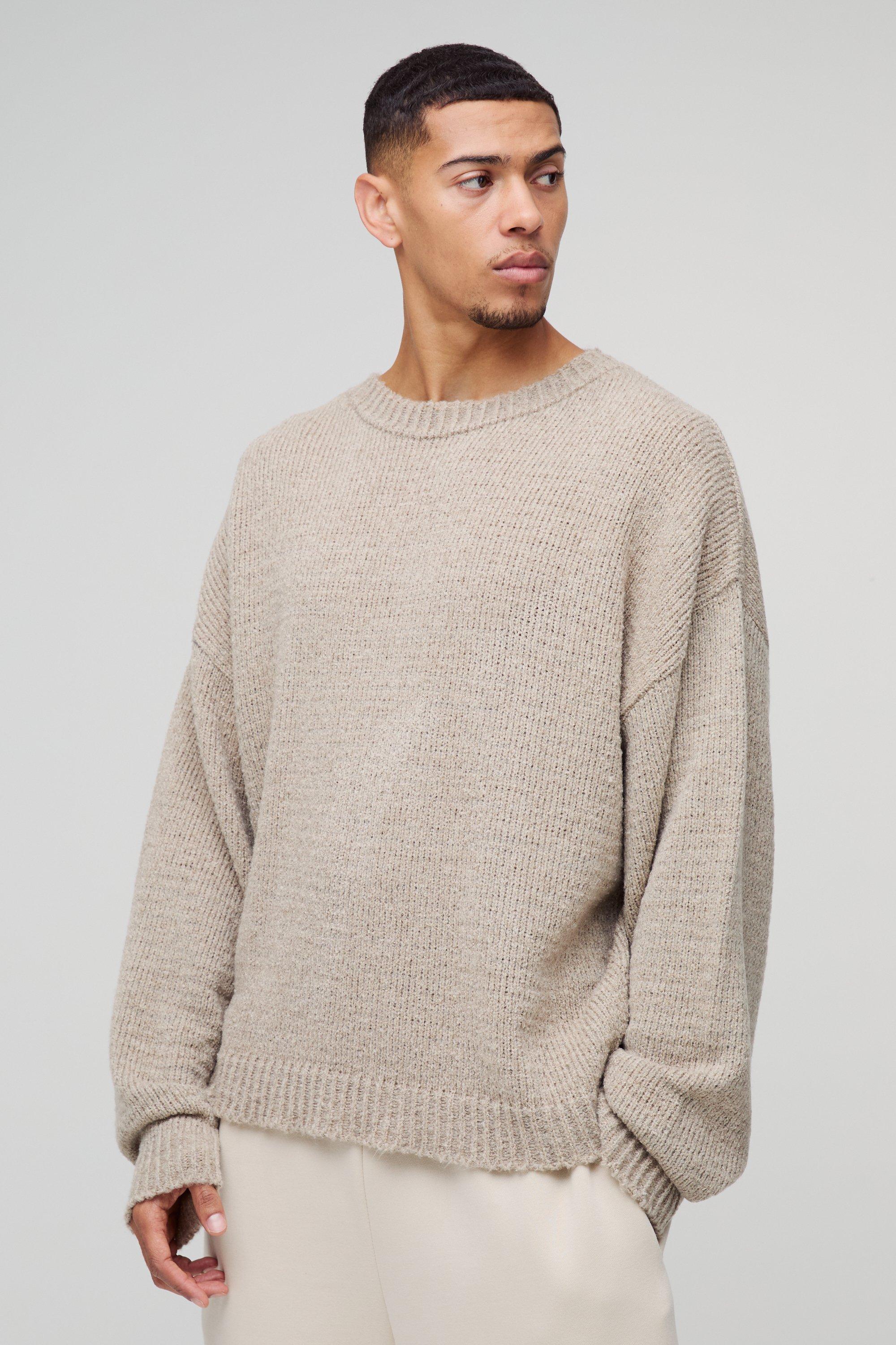 Maglione oversize in bouclé in acrilico, Beige