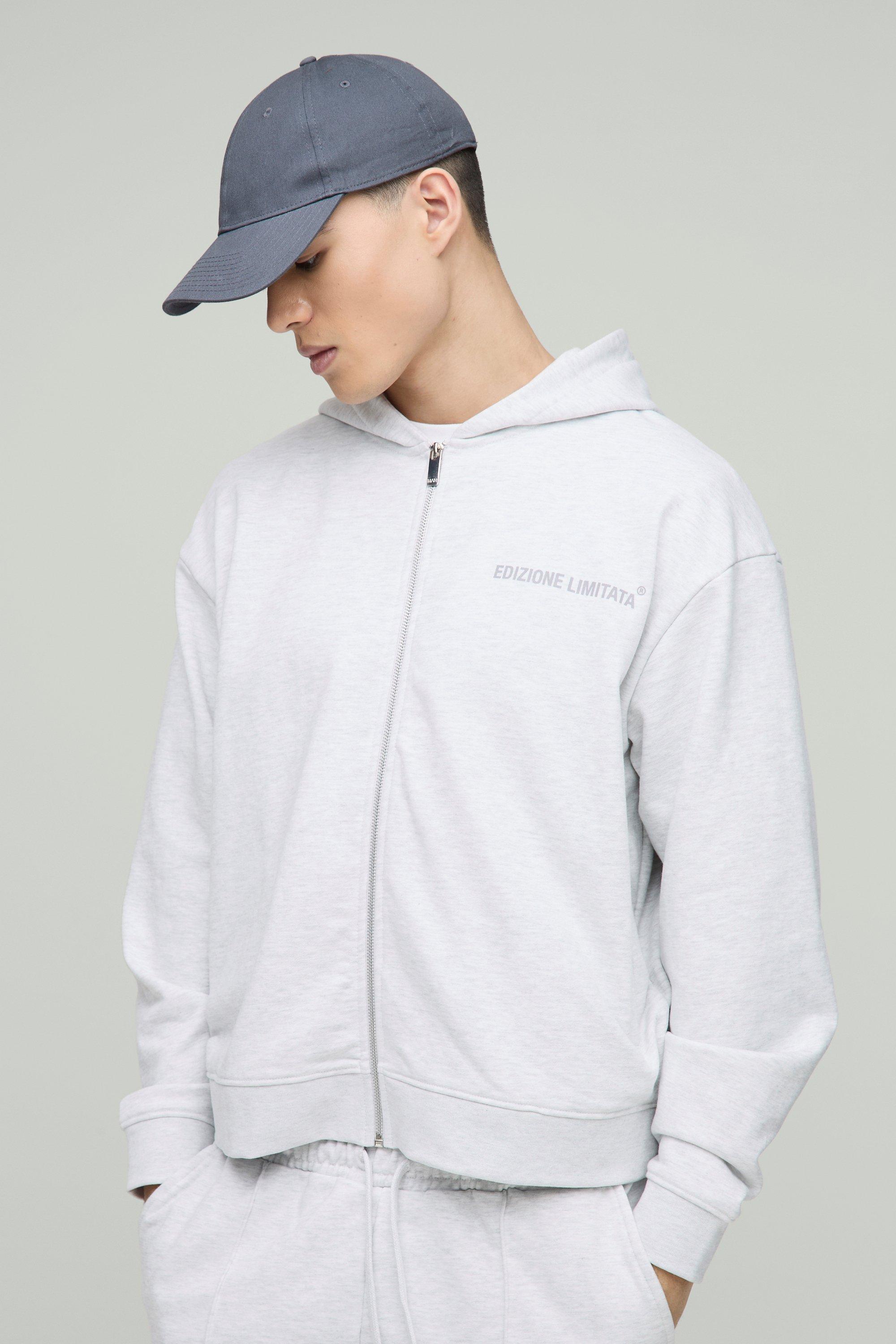 Image of Felpa squadrata oversize Edizione Limitata con zip e cappuccio, Grigio