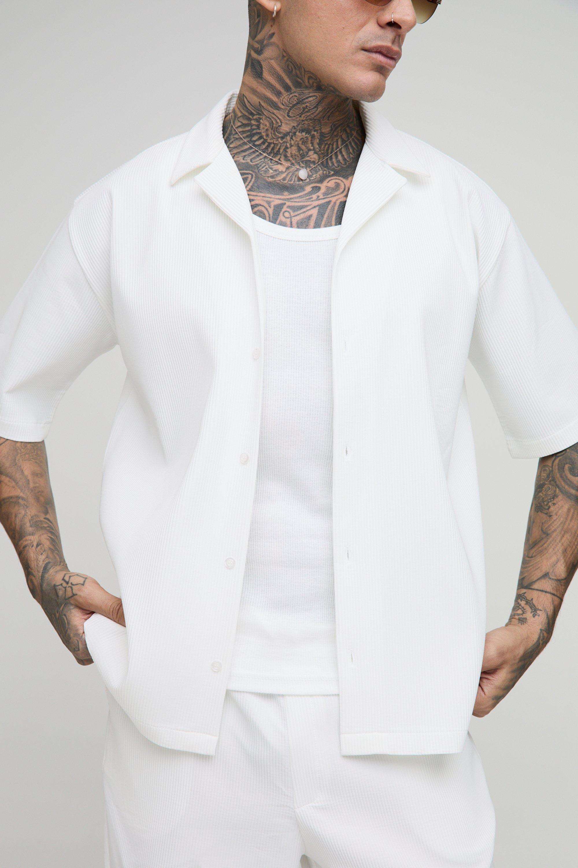 Set Tall camicia oversize con pieghe & pantaloncini, Bianco