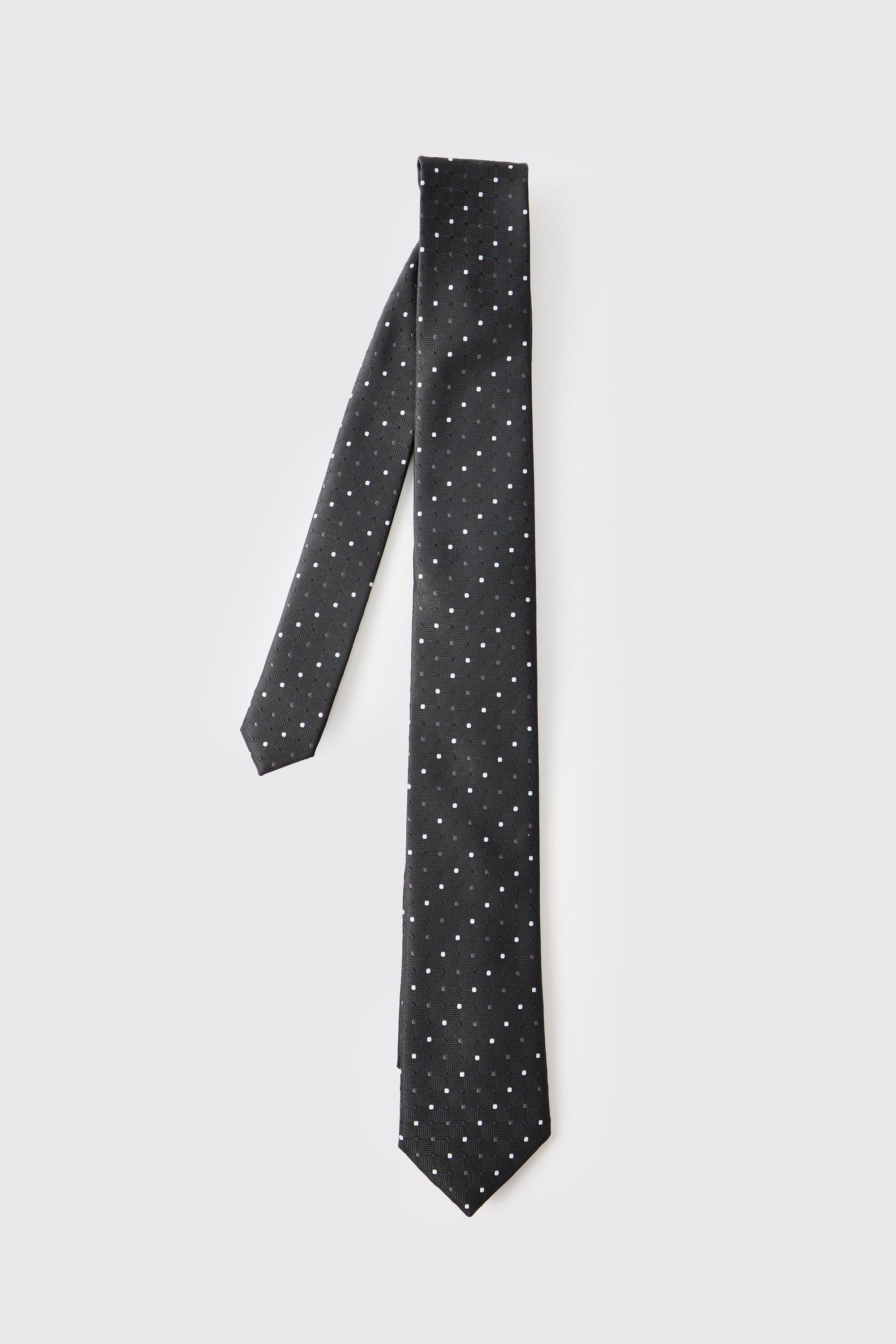 Mens Black Polka Dot Tie, Black