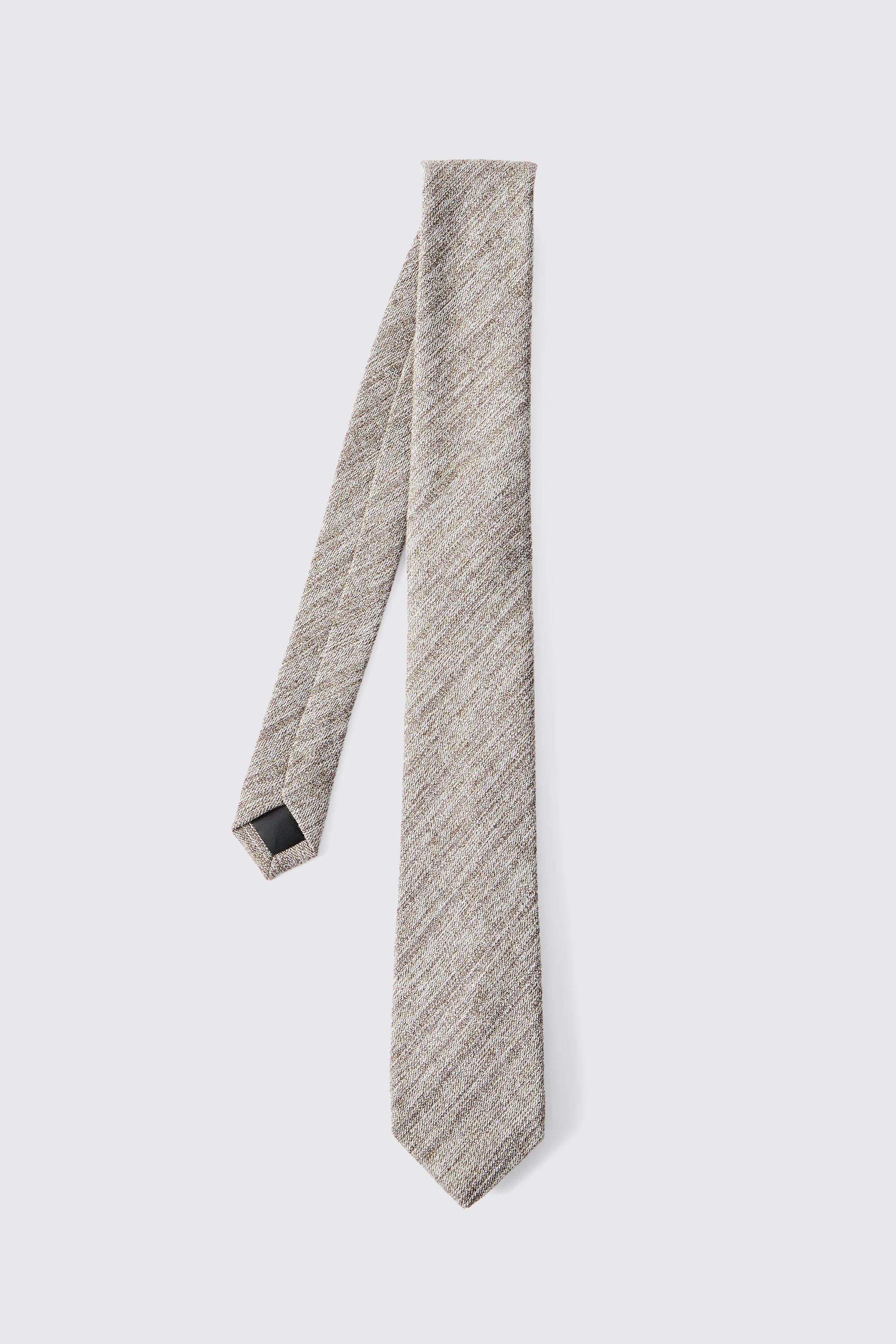 Mens Beige Textured Formal Tie, Beige