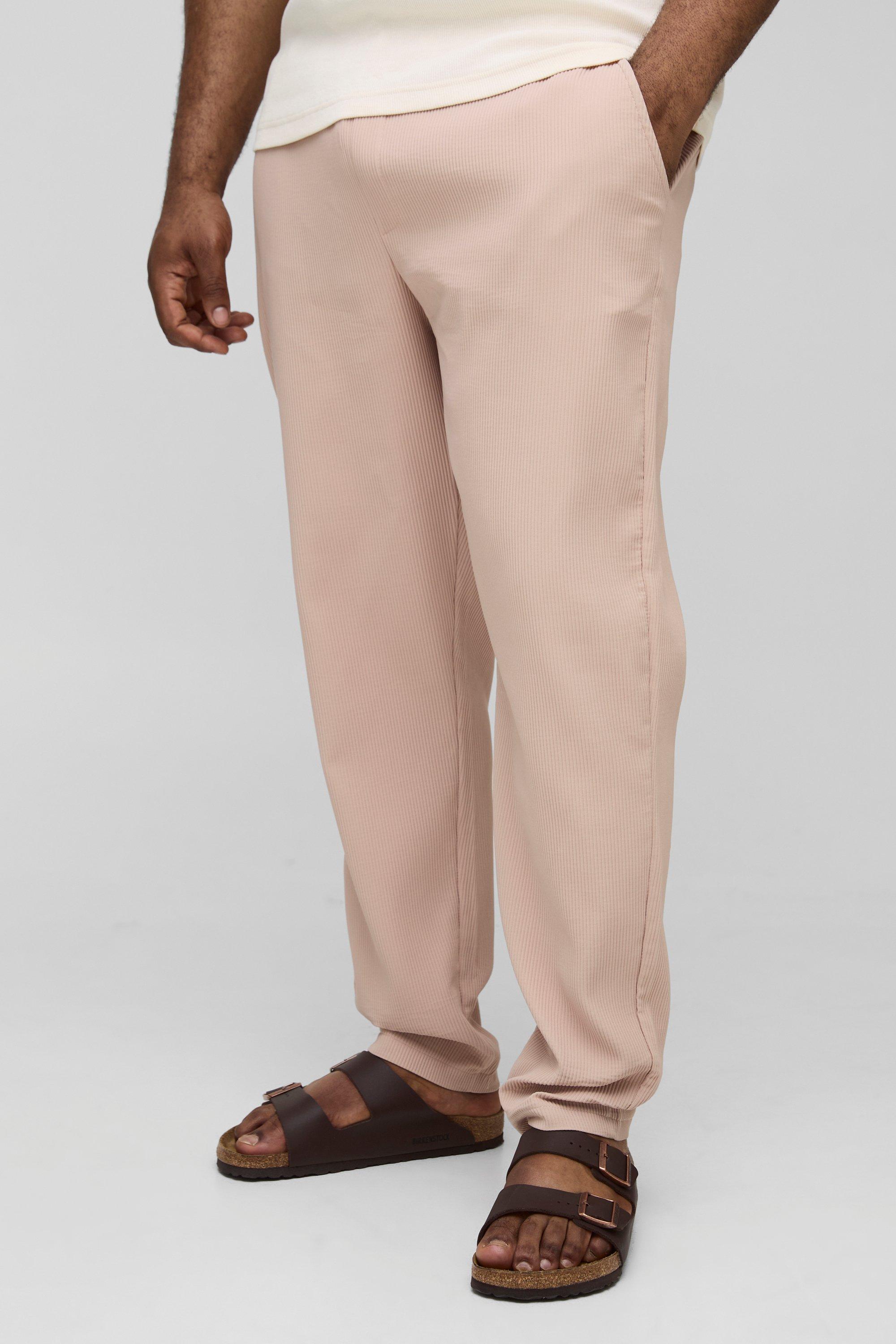 Pantaloni Plus Size Slim Fit con pieghe, Beige
