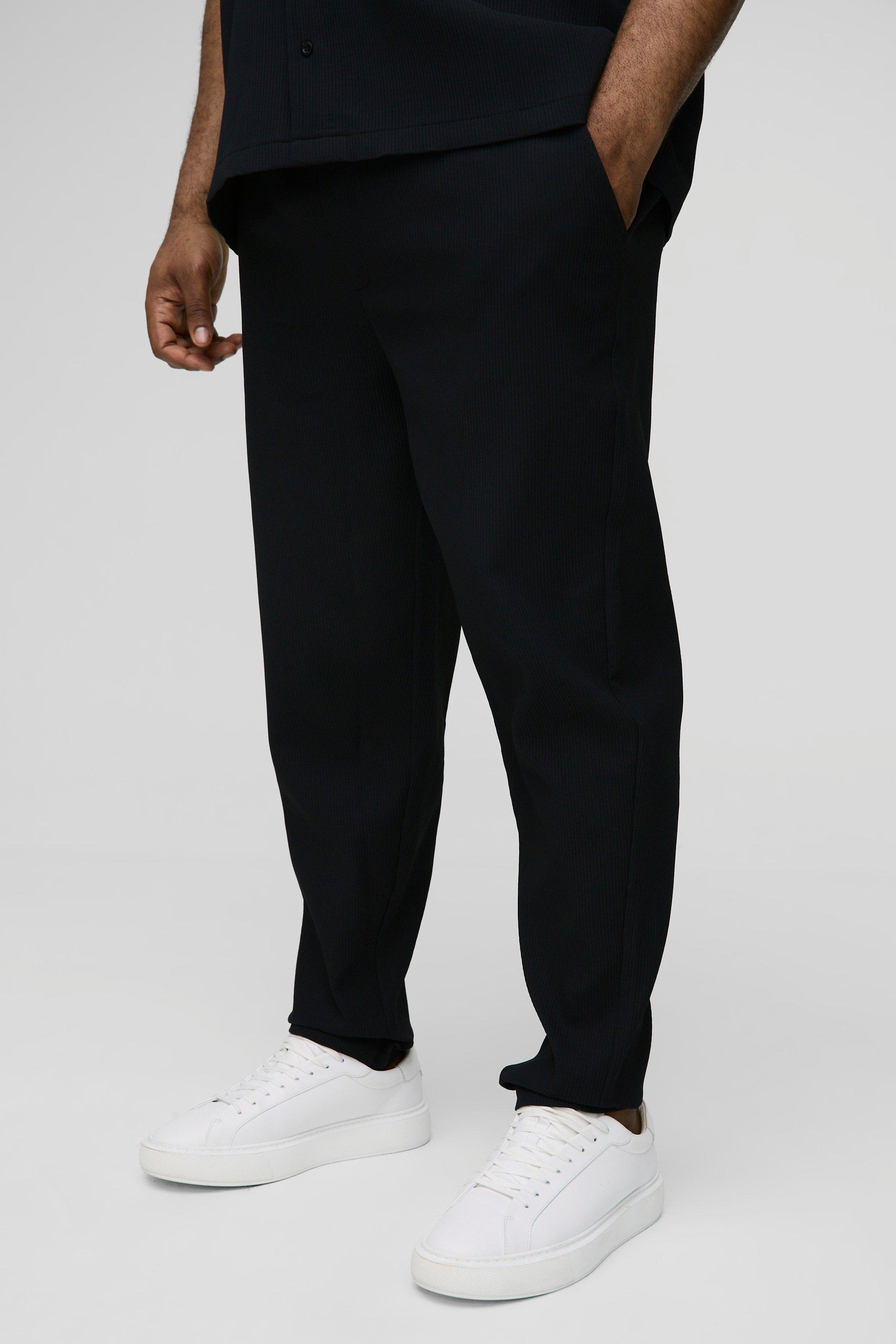 Pantaloni Plus Size Slim Fit con pieghe, Nero