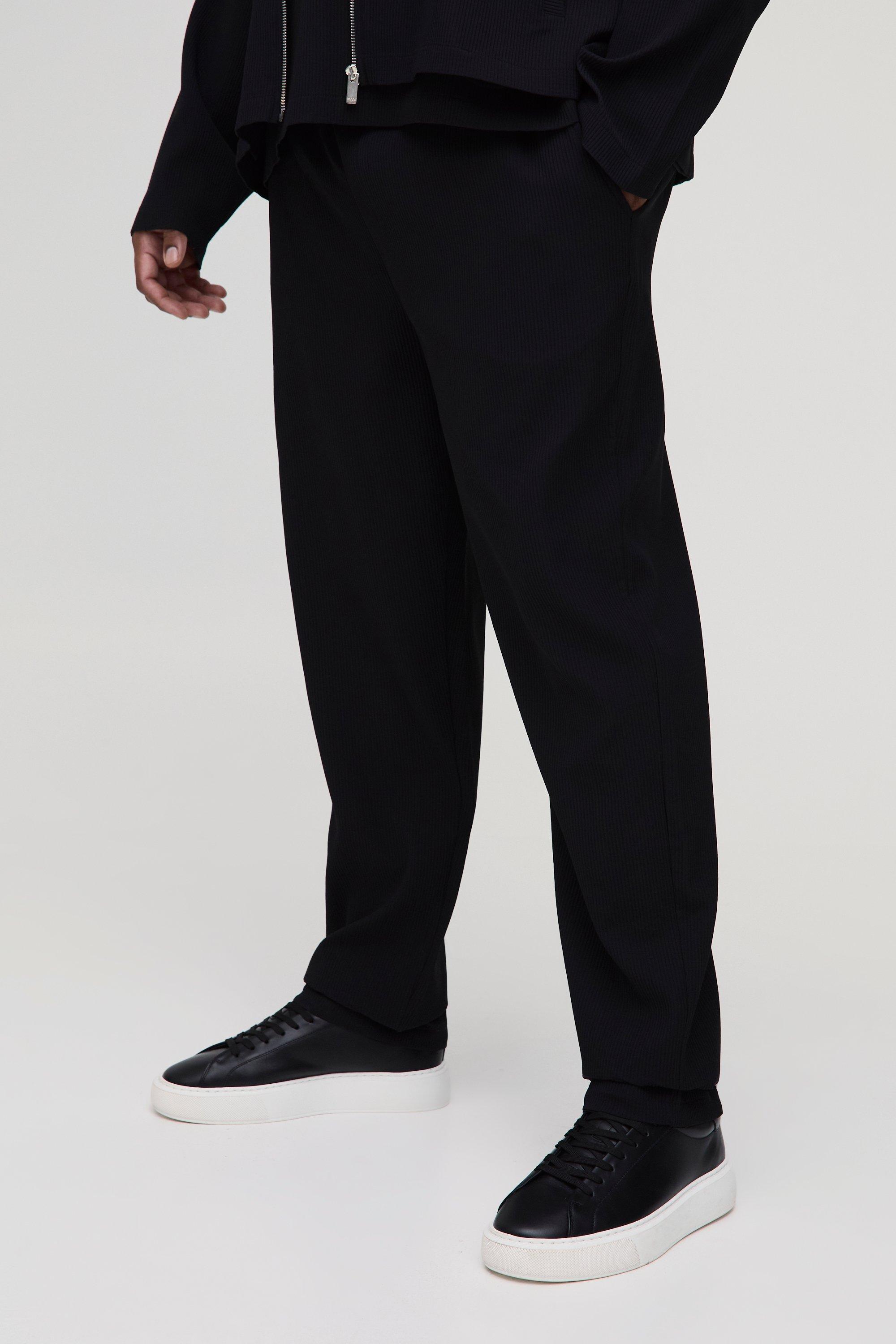 Pantaloni affusolati Plus Size con pieghe, Nero