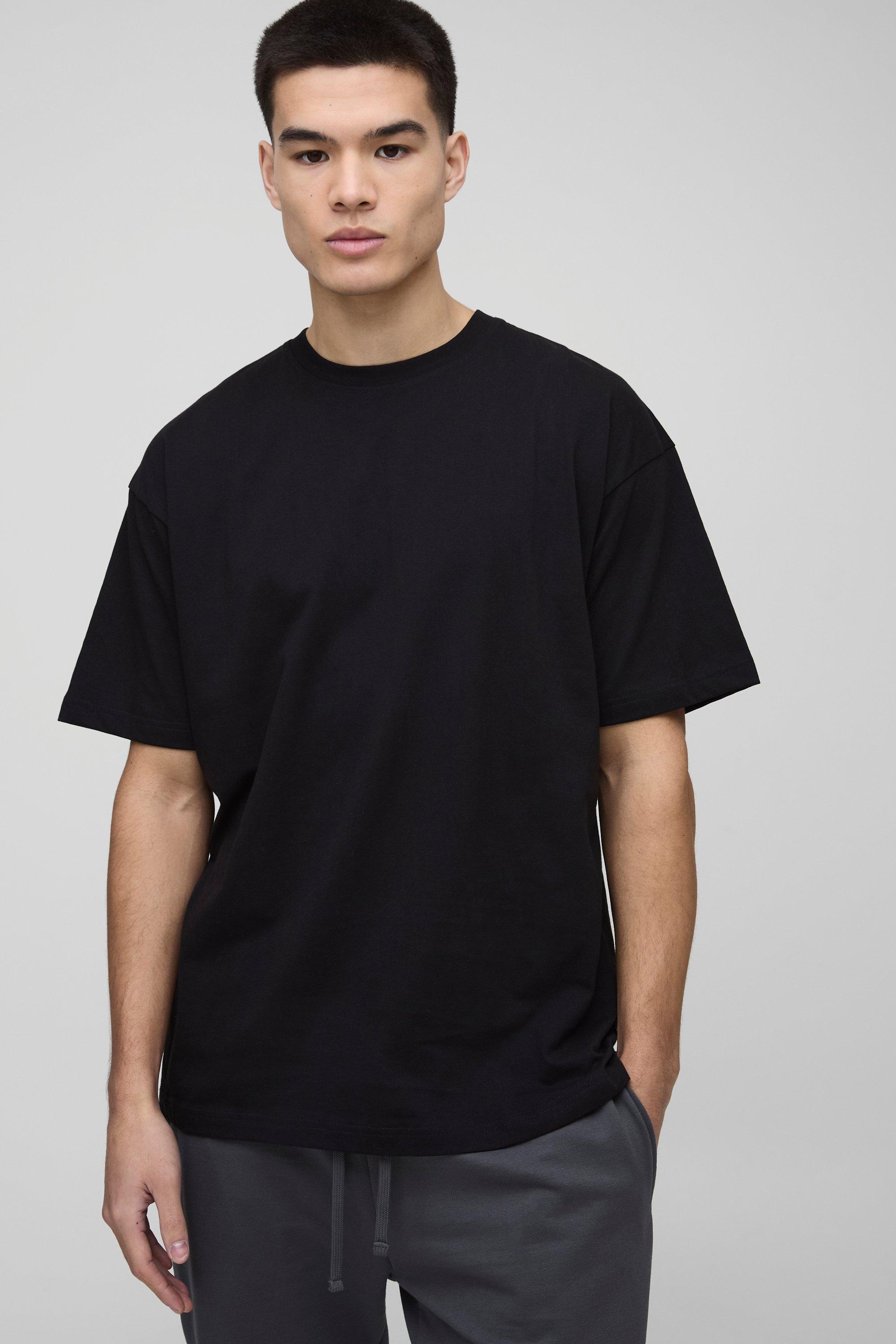 Image of T-shirt oversize Basic a girocollo, Nero