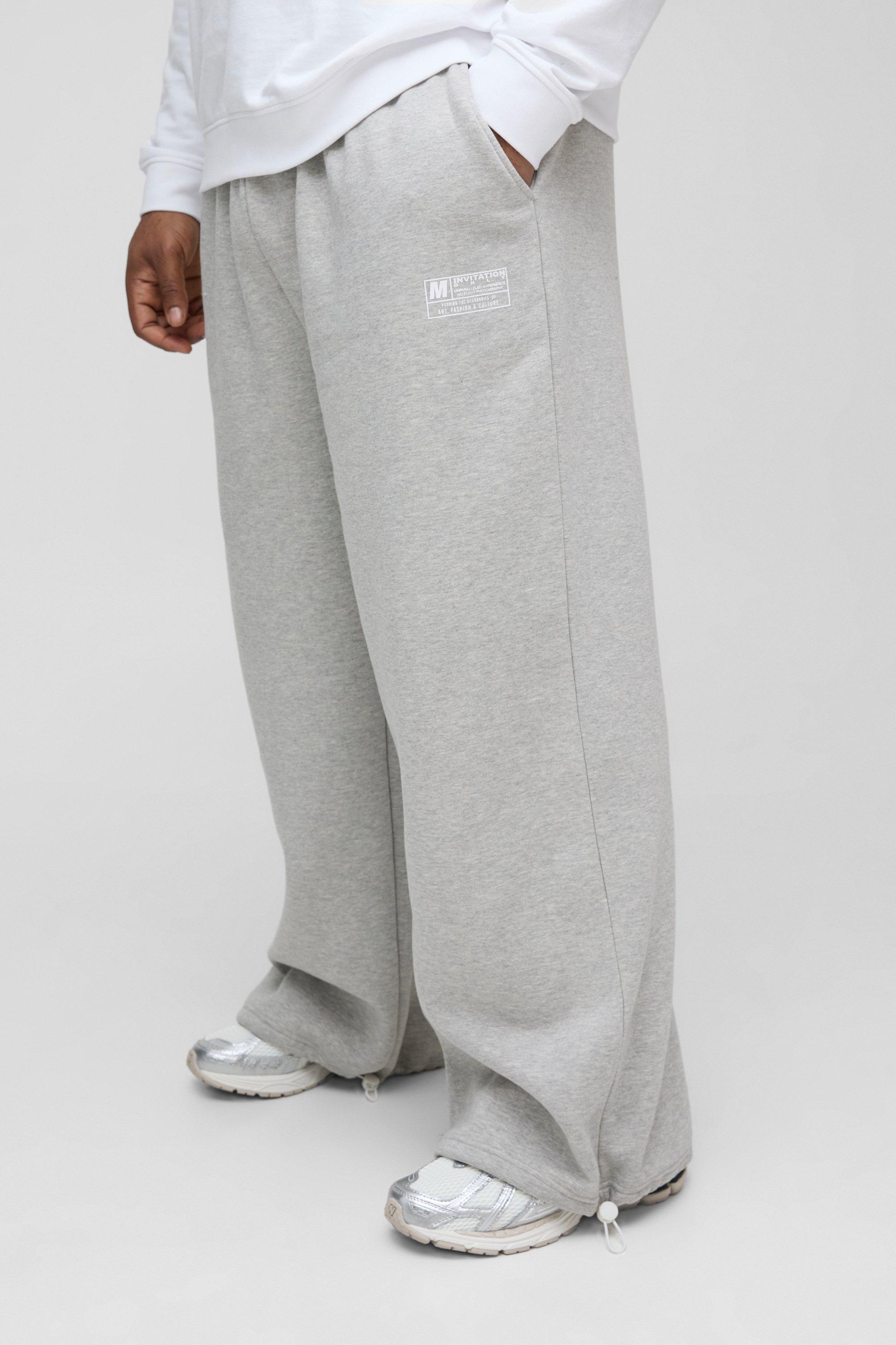 Pantaloni tuta Plus Size a gamba ampia con doppia fascia in vita e laccetti sui polsini, Grigio