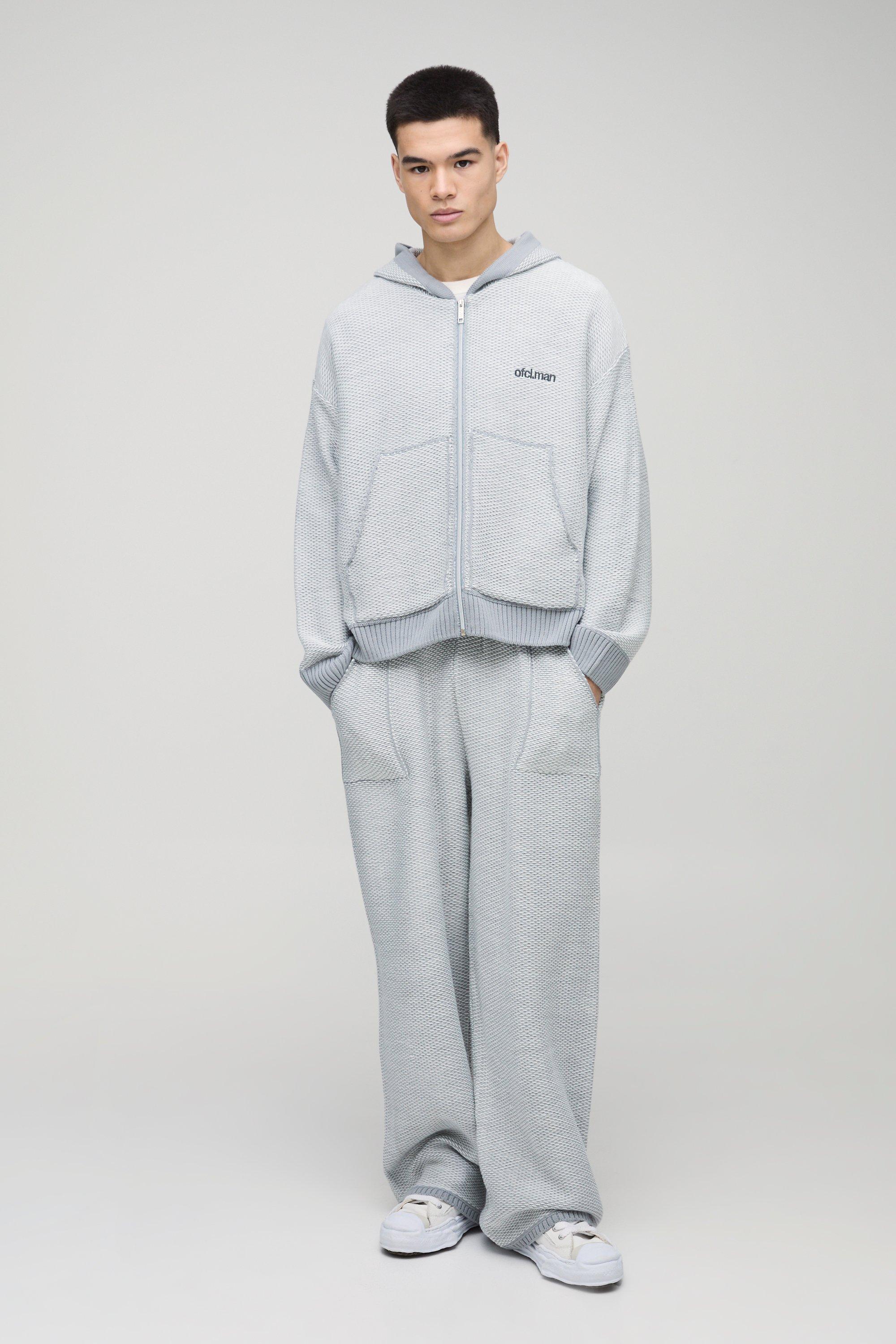 Tuta Sportiva Squadrata Oversize A Gamba Ampia In Bouclé, Grigio