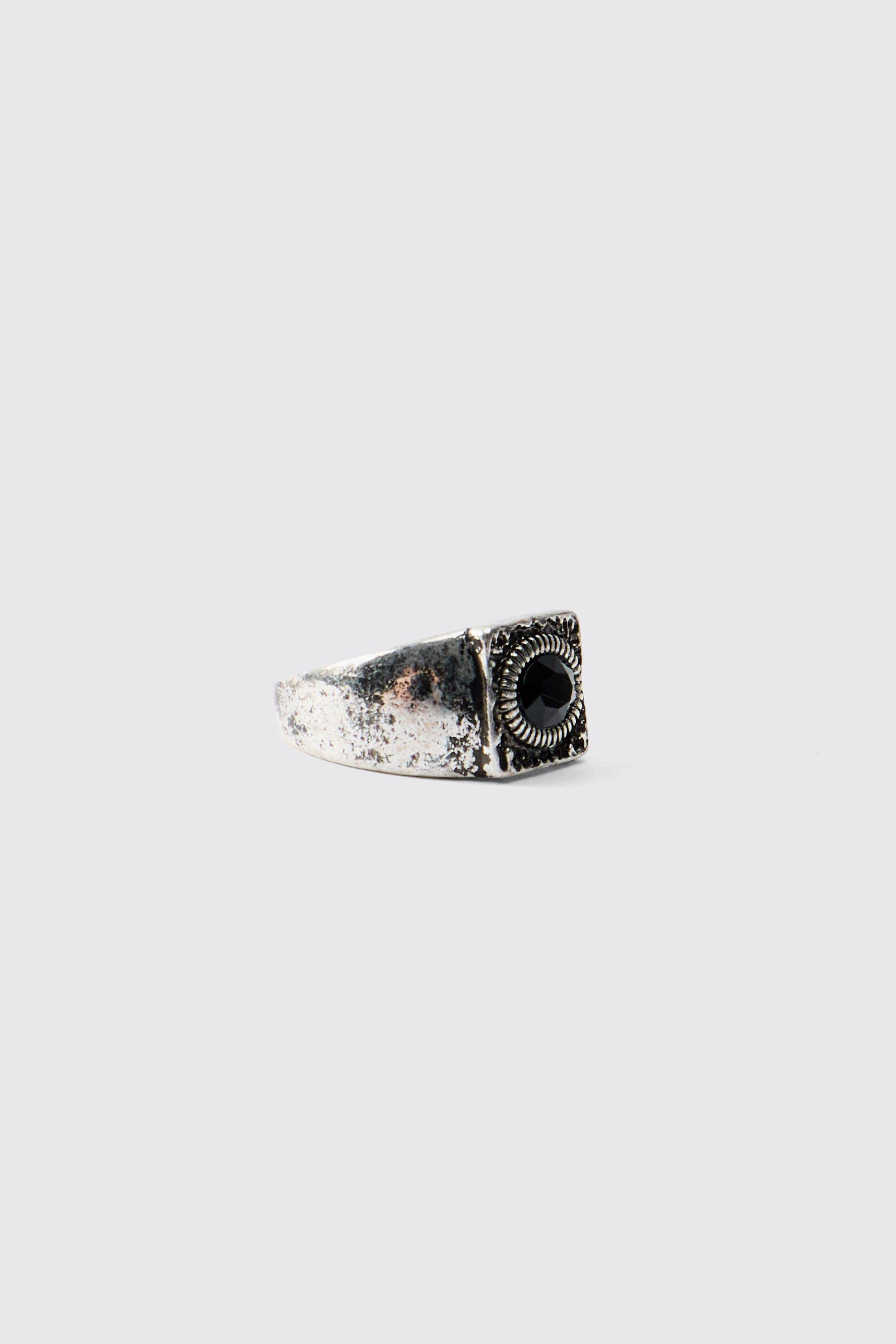 Anello con pietre dure in argento, Grigio