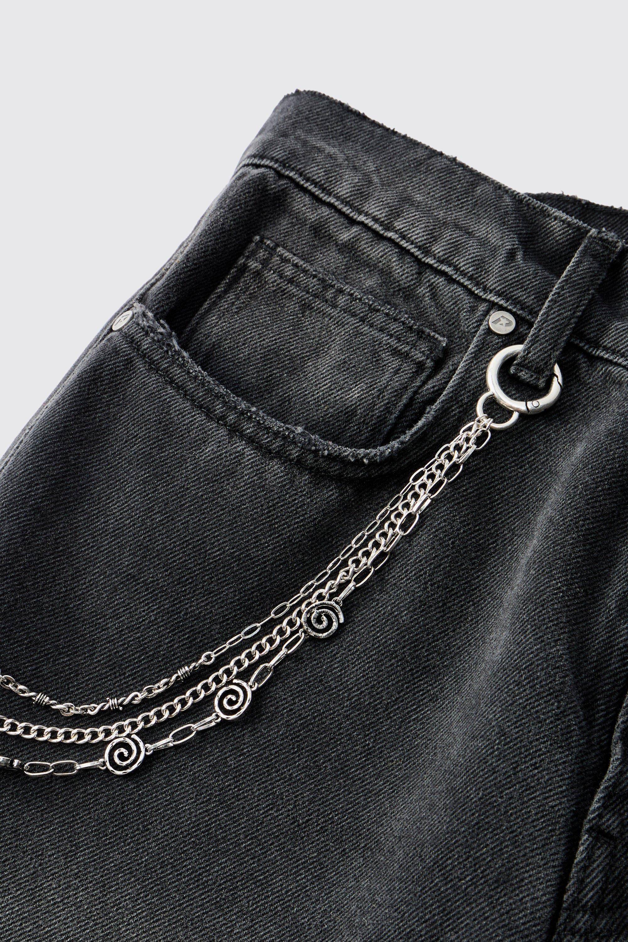 Catena di jeans a più fili con motivi a vortice, Grigio