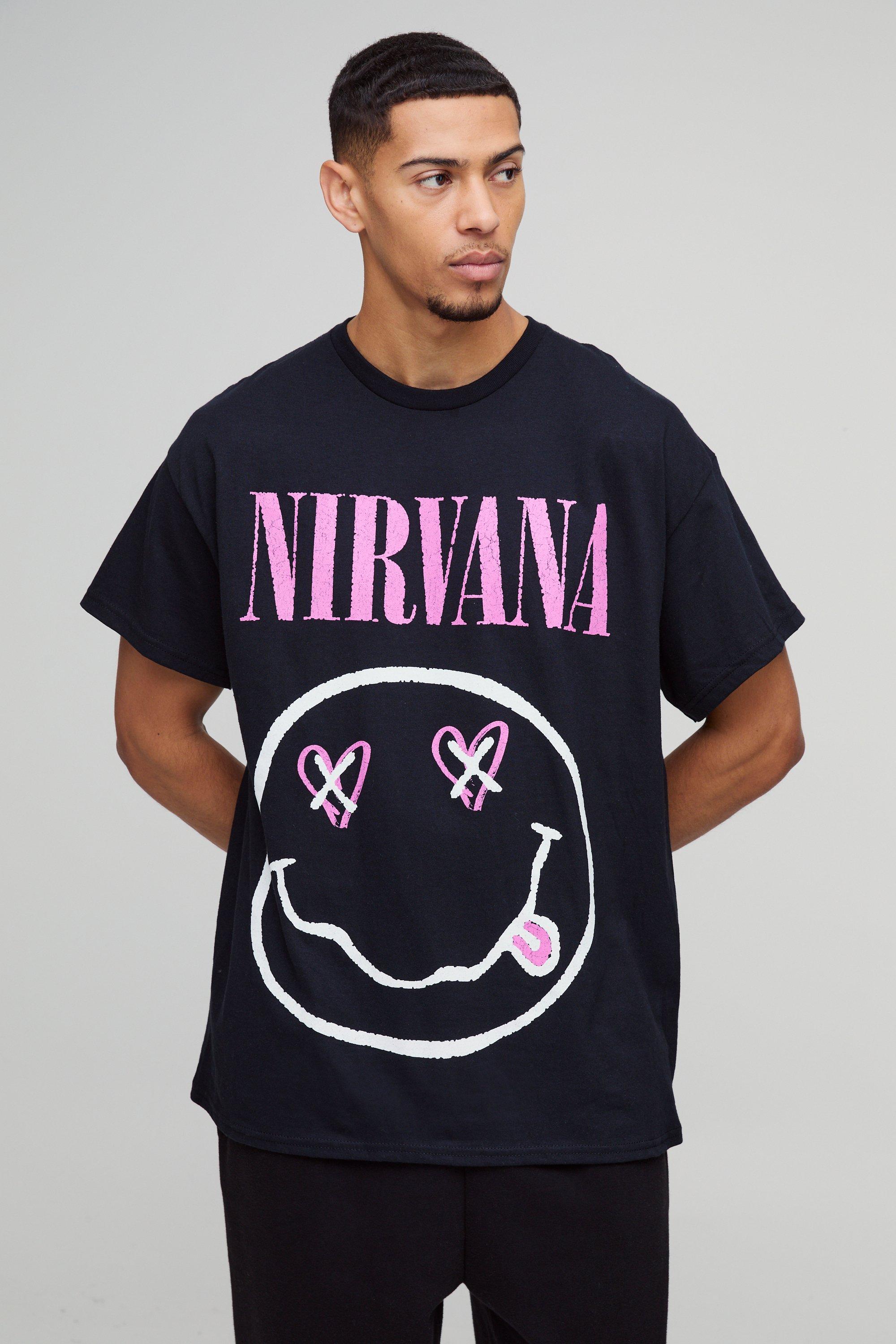 T-shirt oversize ufficiale Nirvana con grafica di cuore, Nero