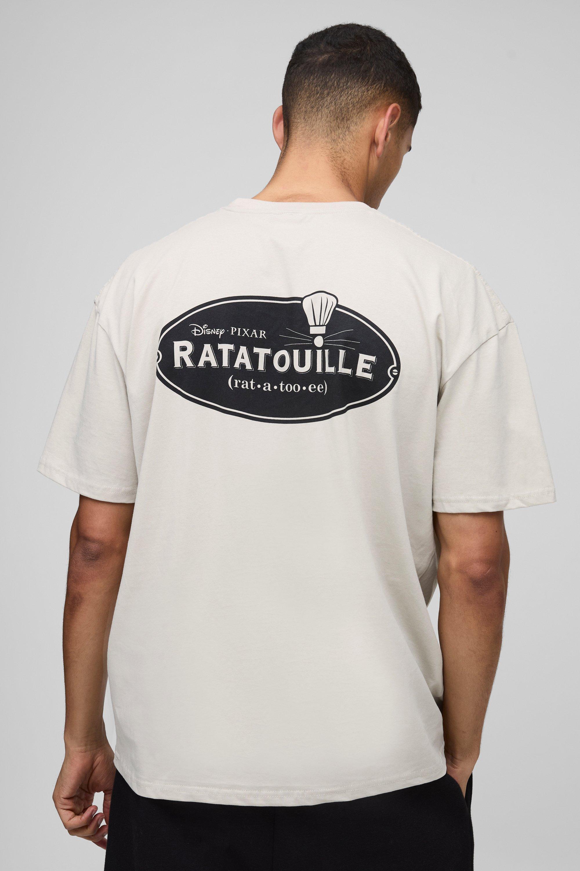Mens Beige Oversized Ratatouille License Graphic T-Shirt, Beige
