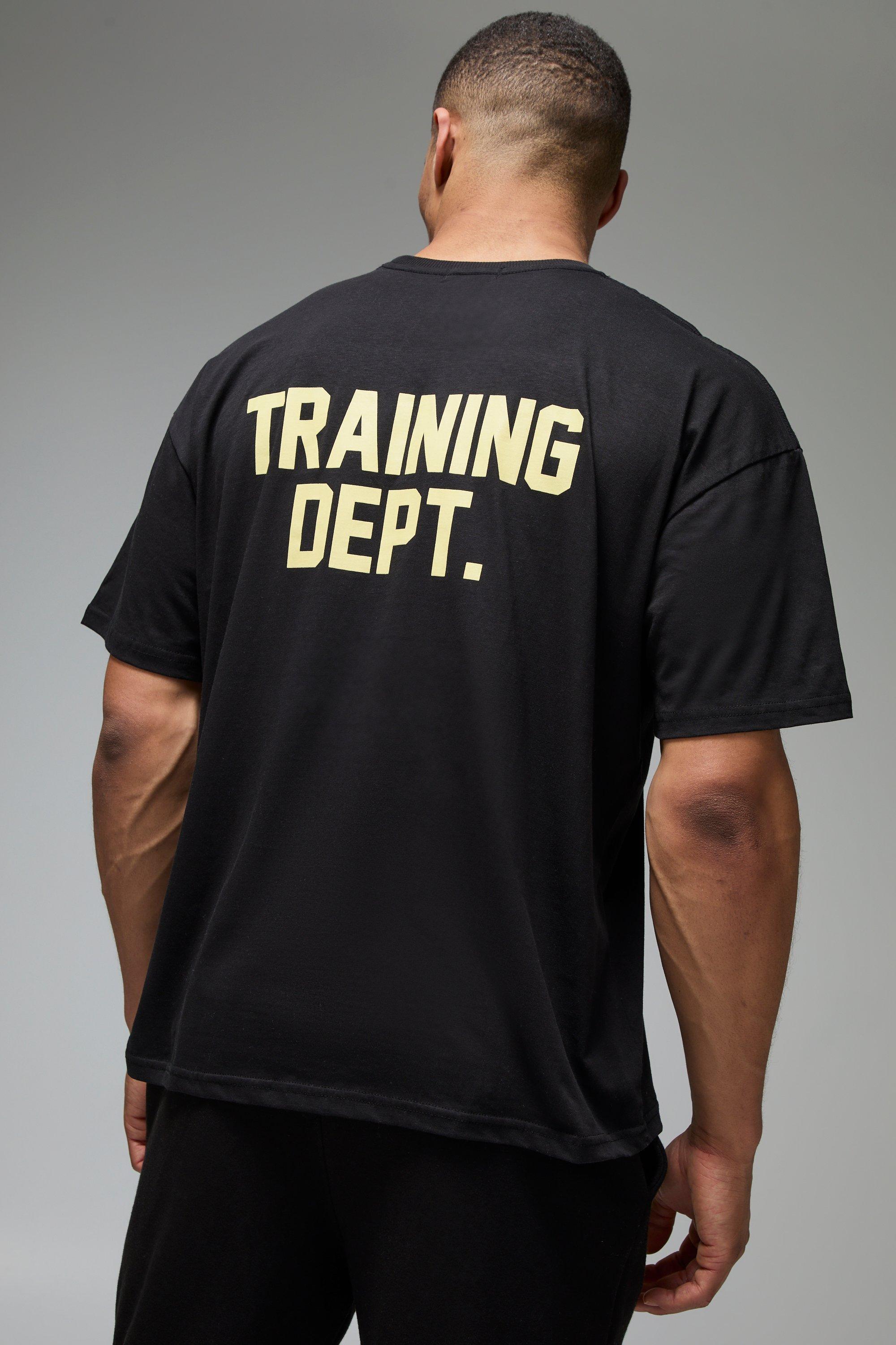 Mens Black Man Active Training Dept Oversized T-shirt, Black