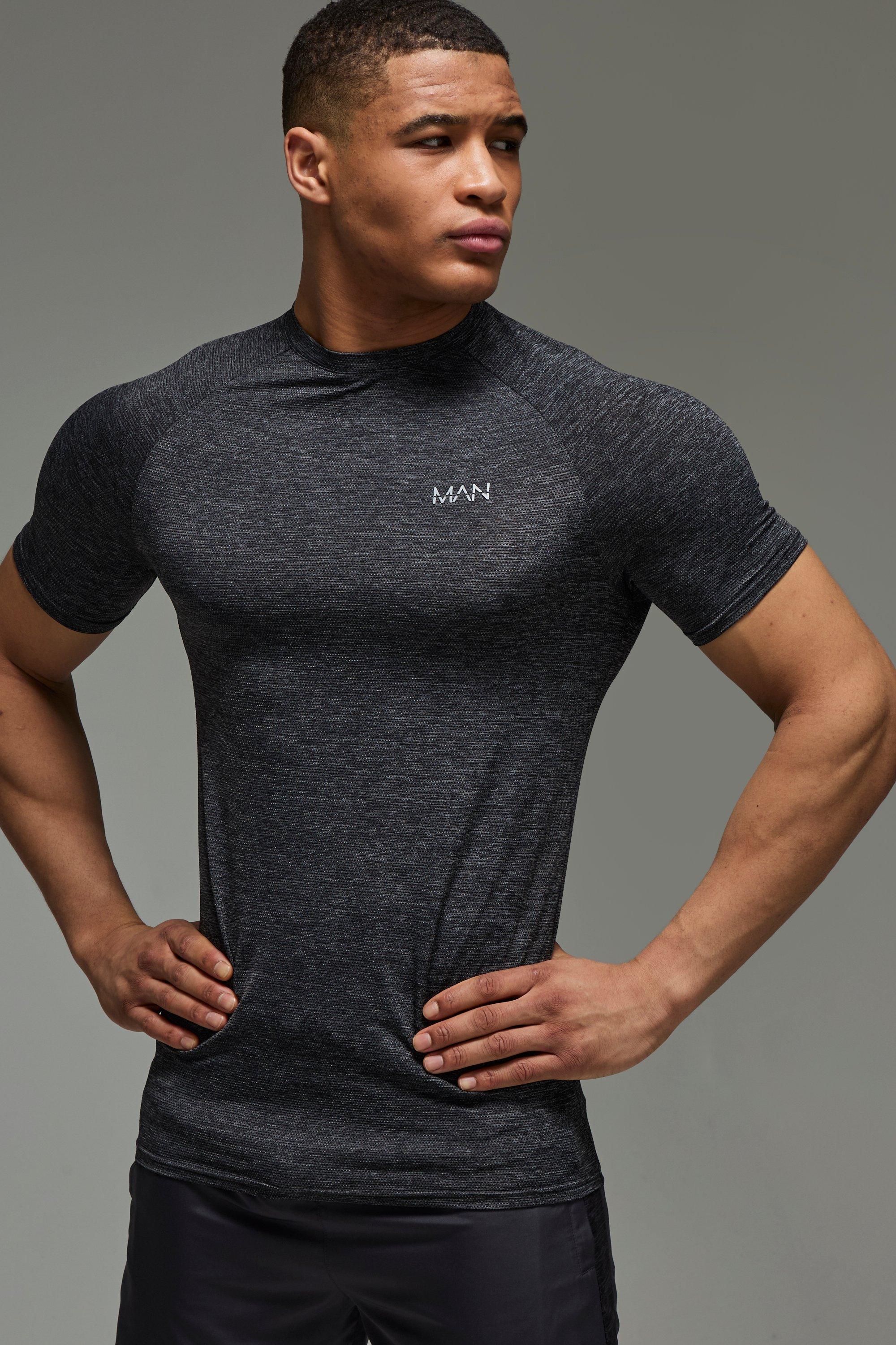 T-shirt attillata leggera Man Active con maniche raglan, Grigio