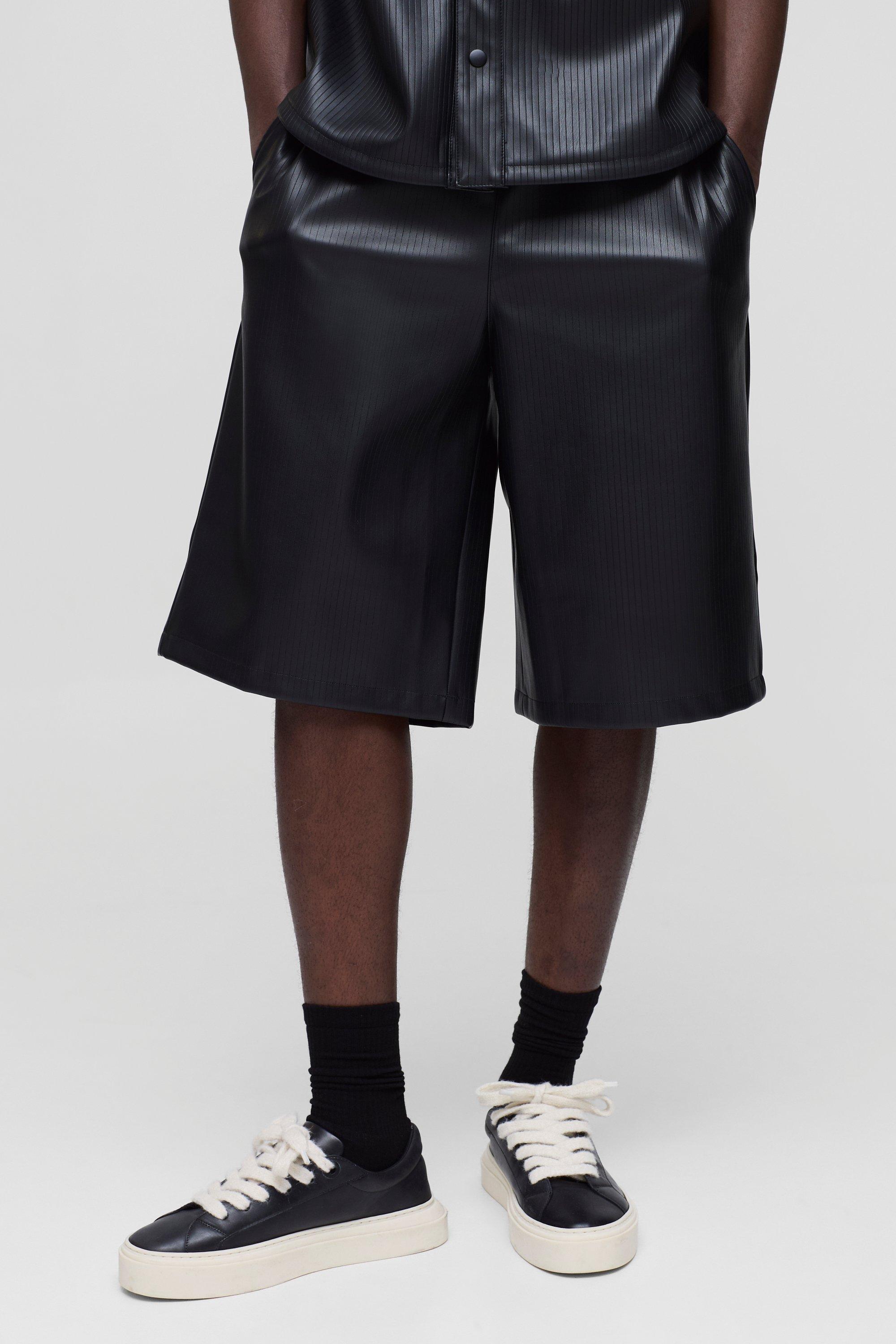 Elasticated Waist Embossed PU Jorts