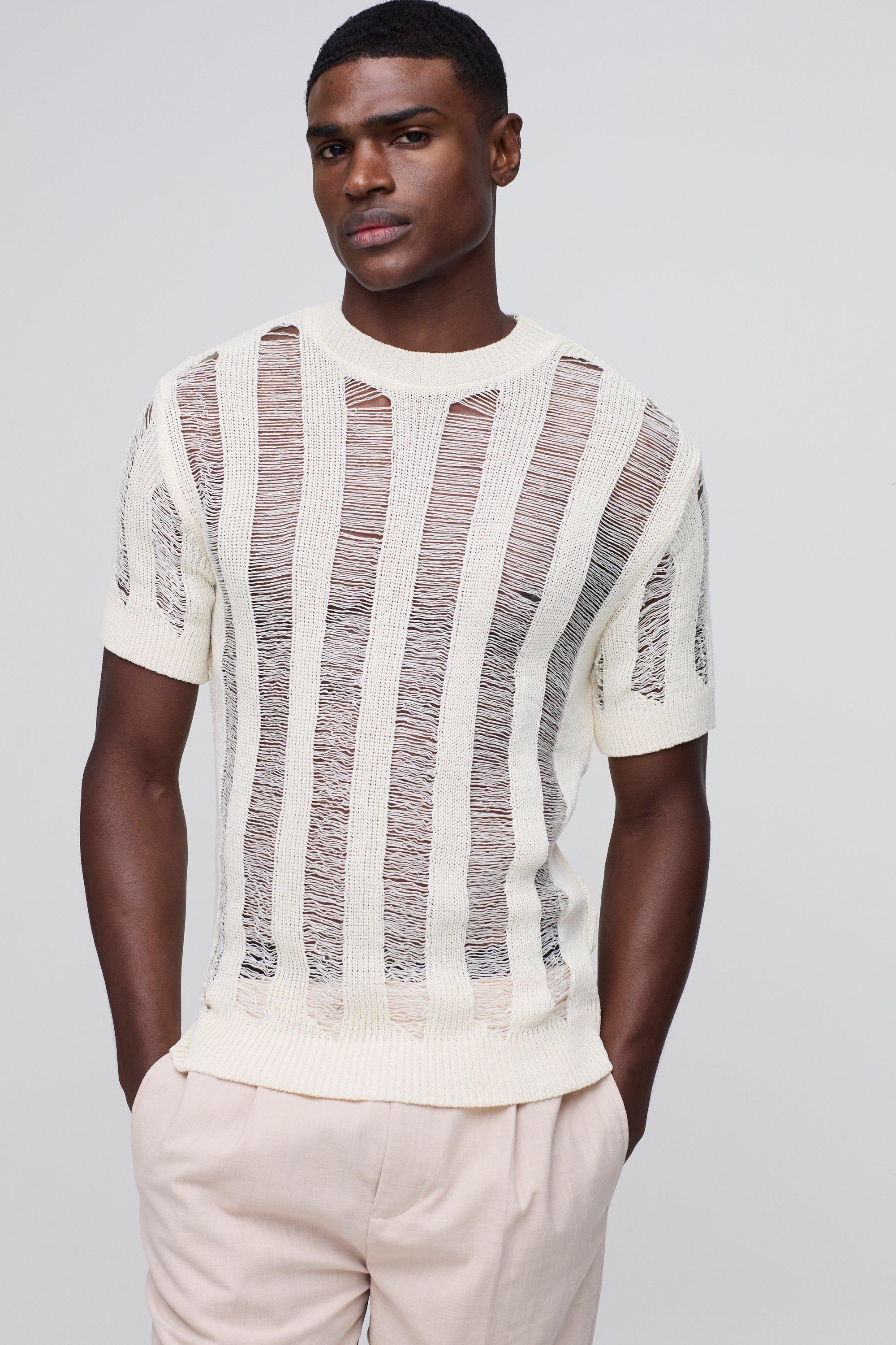 Maglione Regular Fit in maglia con cuciture smagliate, Cream