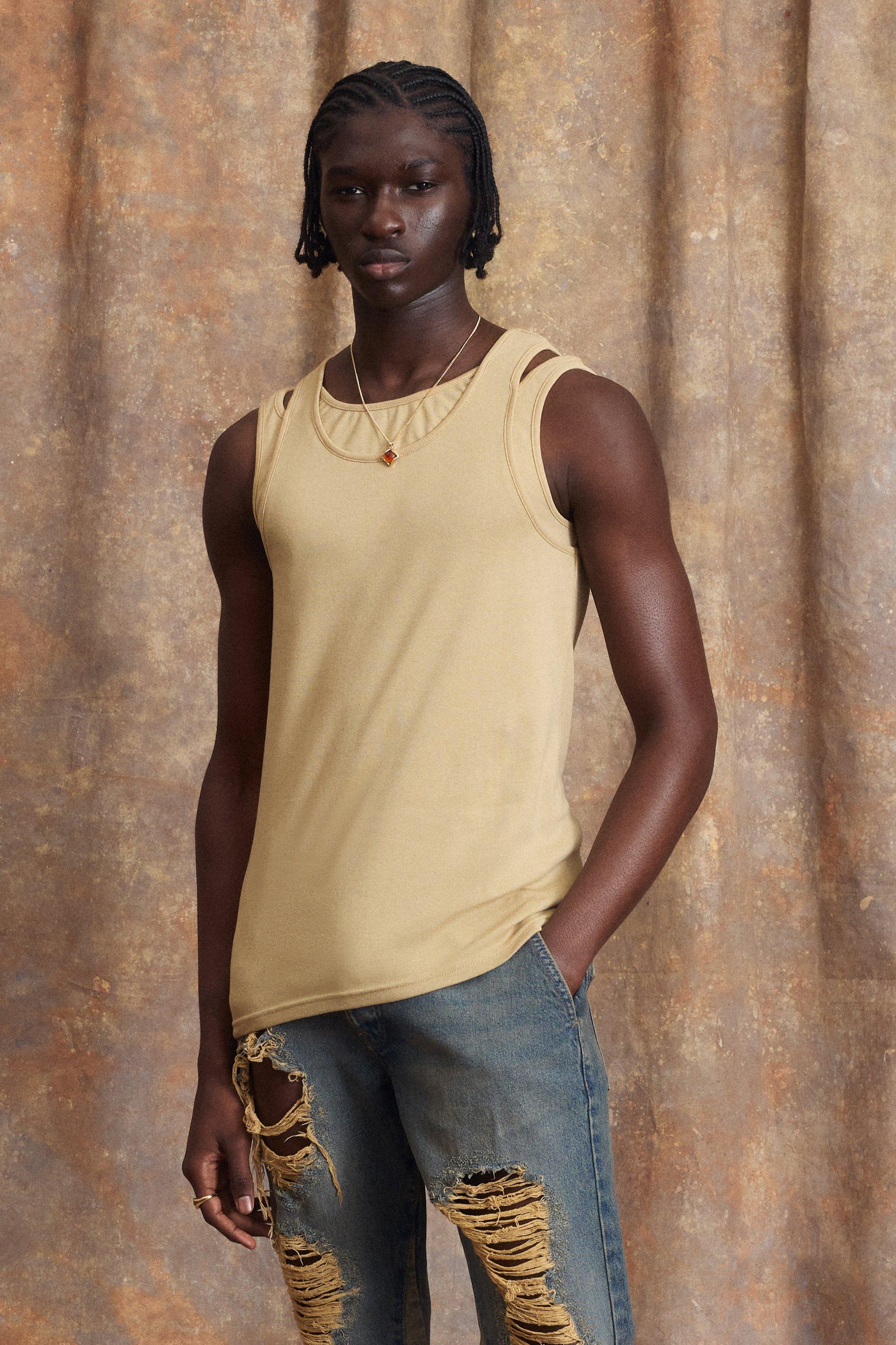 Slim Fit Strap Detail Jersey Vest