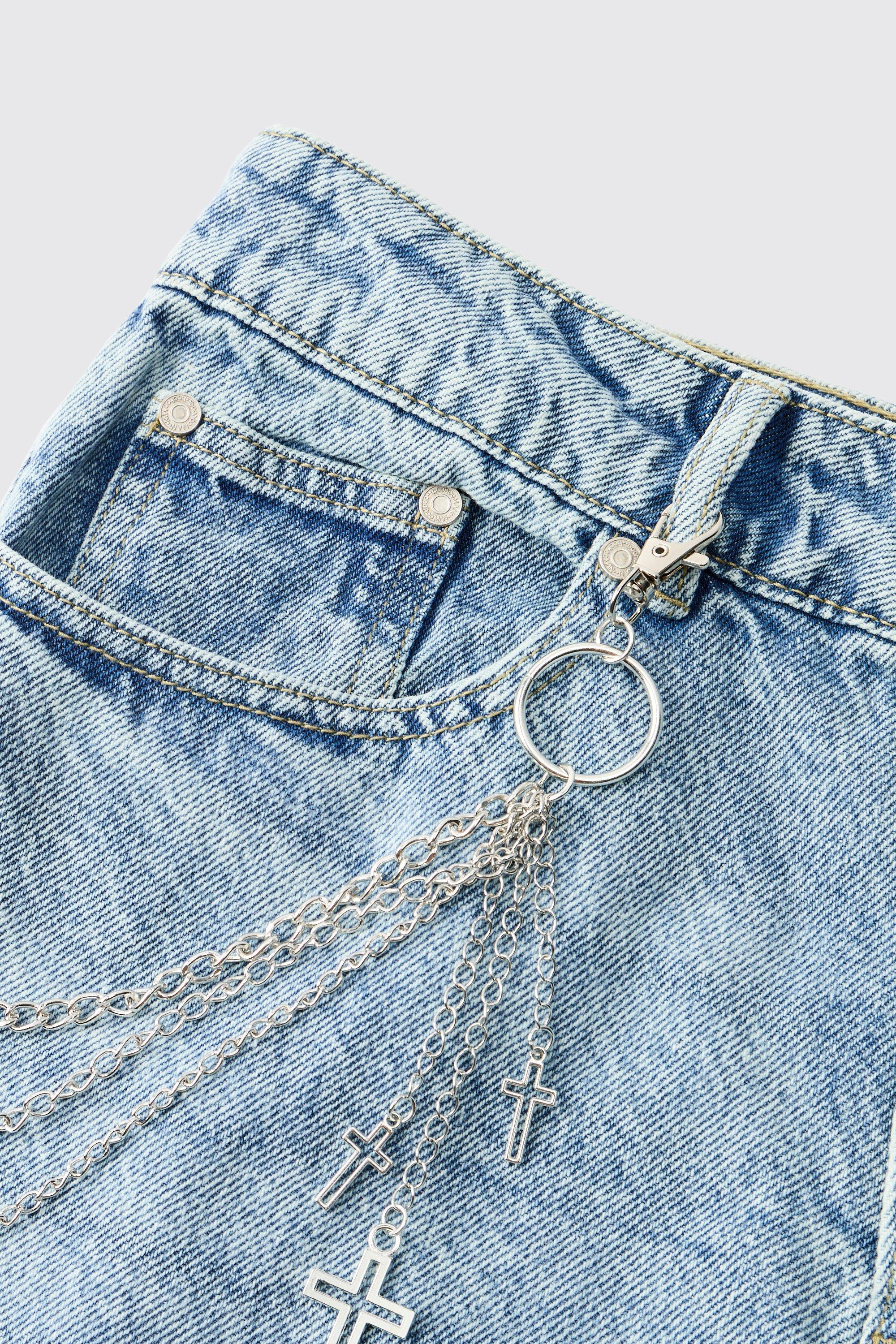Mens Grey Layered Chain With Cross, Grey