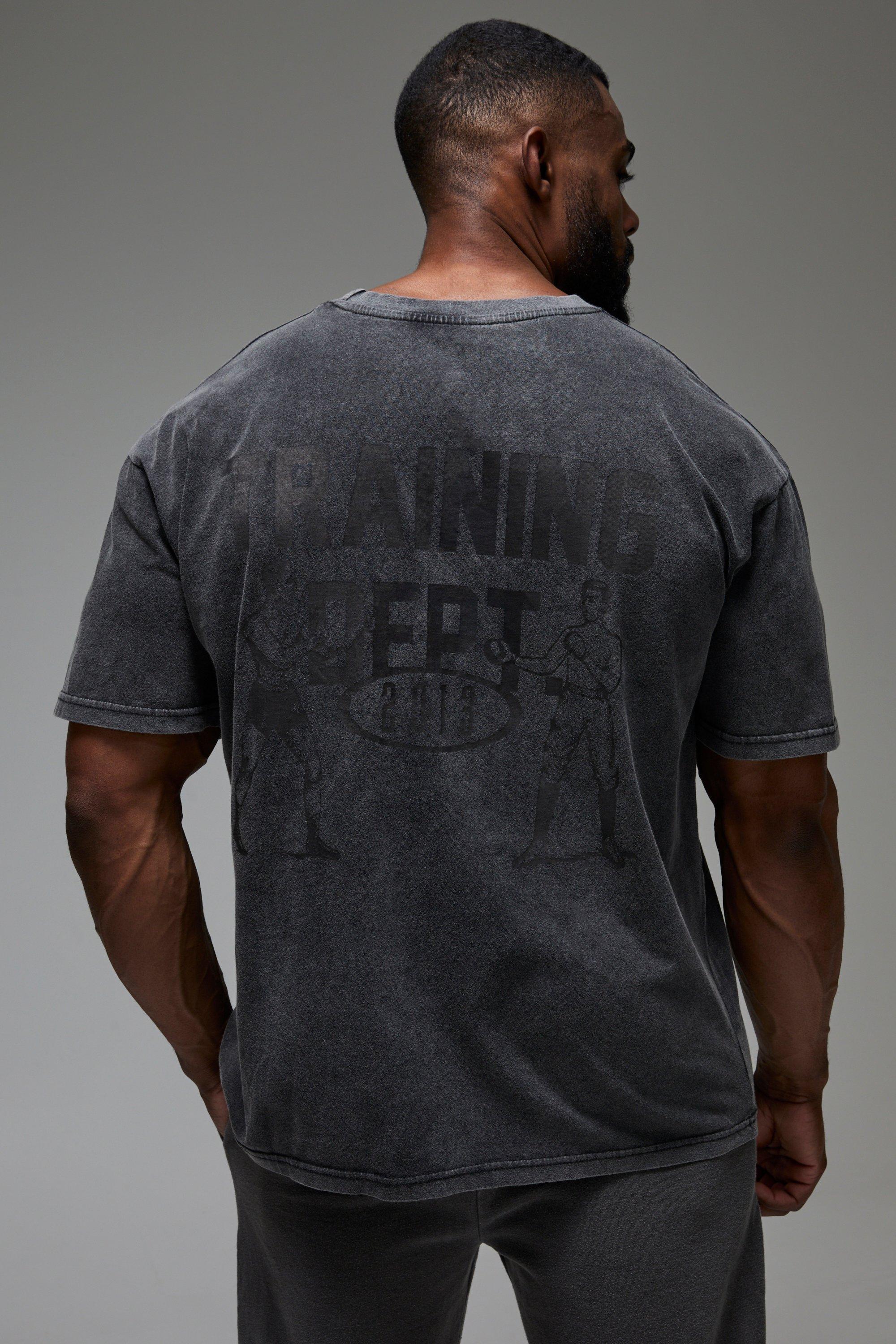 Mens Black Training Dept Oversized Washed T-shirt, Black