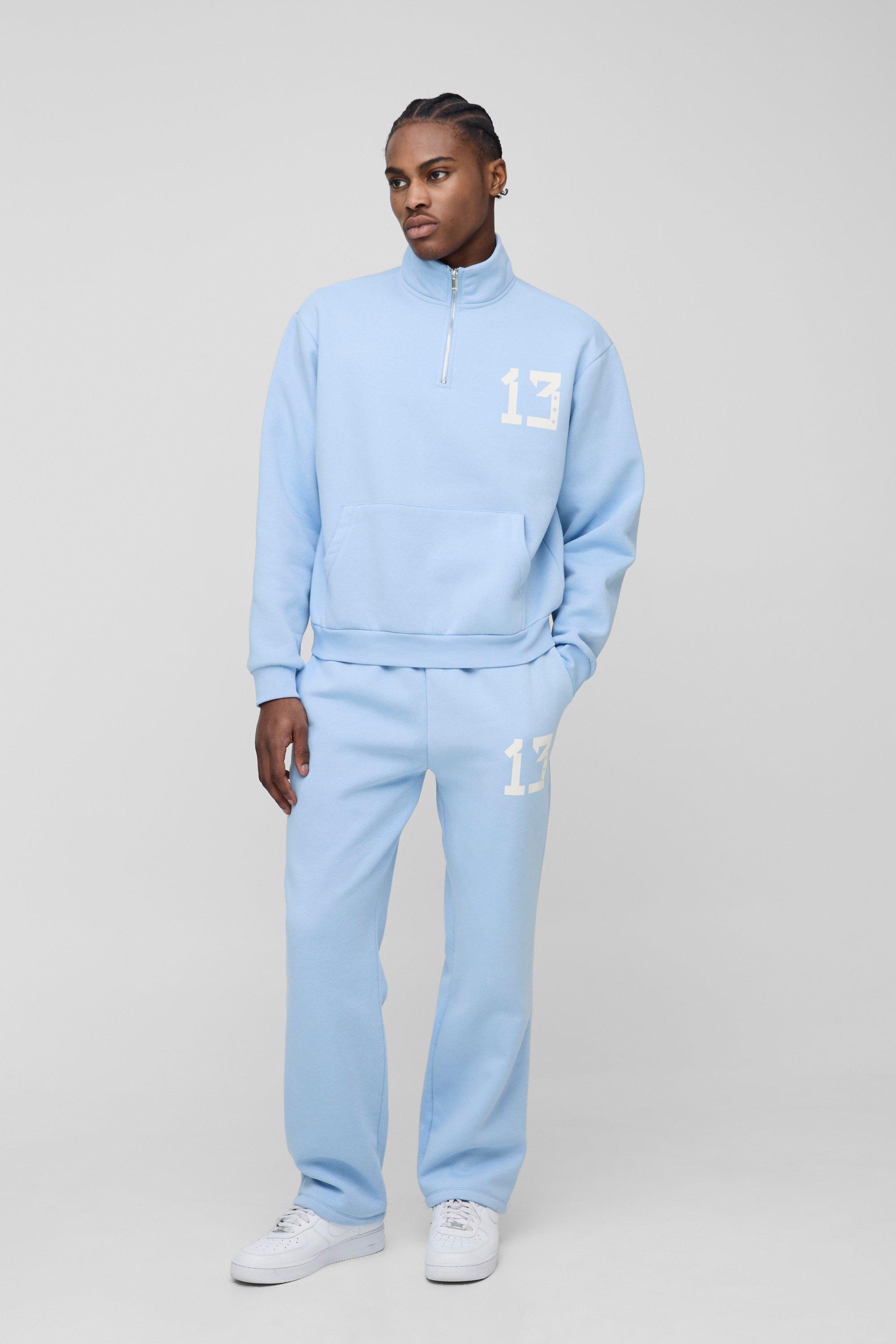 Image of Tuta Sportiva Squadrata Oversize Con Zip A Imbuto 13, Azzurro
